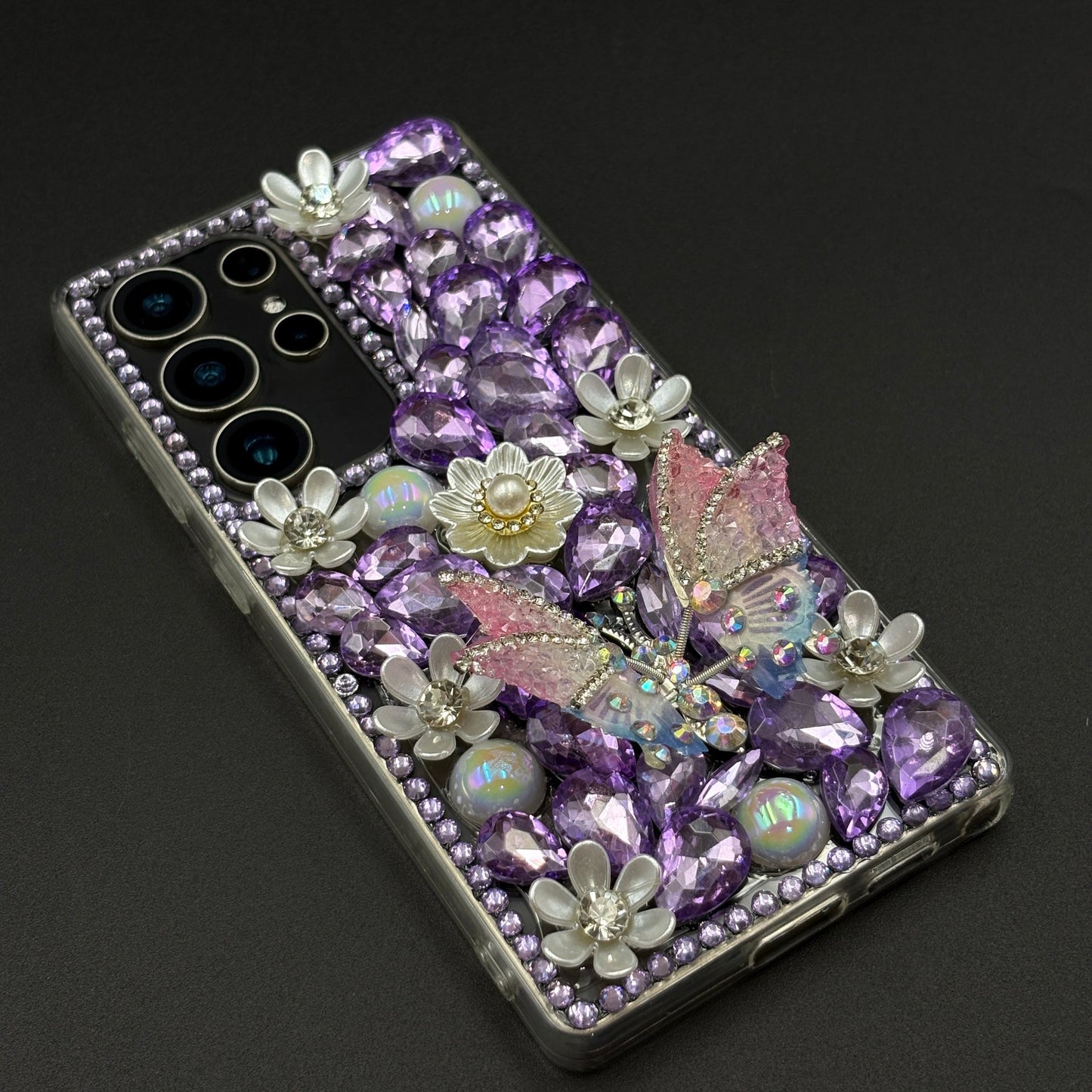 Bling Butterfly & Flower Phone Case for Samsung Galaxy S25 Ultra | Luxury Rhinestone Crystal