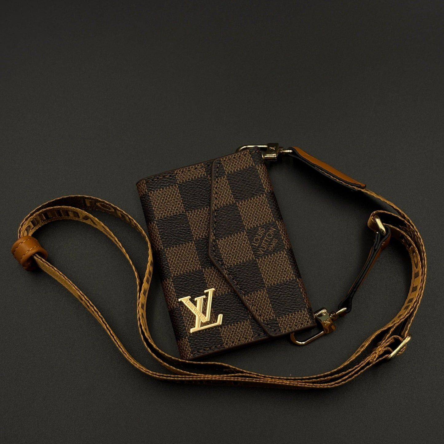 Luxury Fashion Brand Monogram Checks Empreinte Victorine Wallet Card Holder Strap with Box