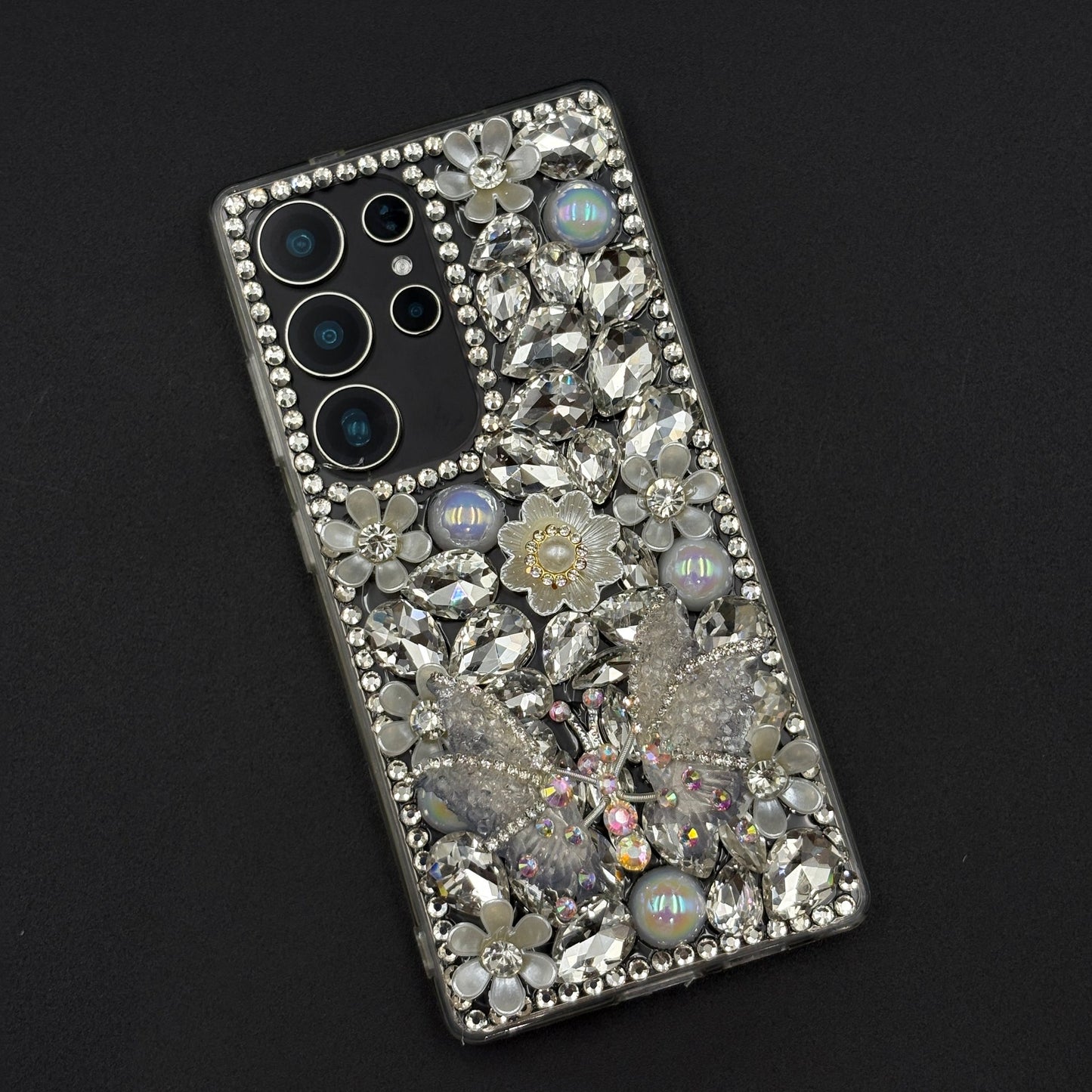 Bling Butterfly & Flower Phone Case for Samsung Galaxy S25 Ultra | Luxury Rhinestone Crystal