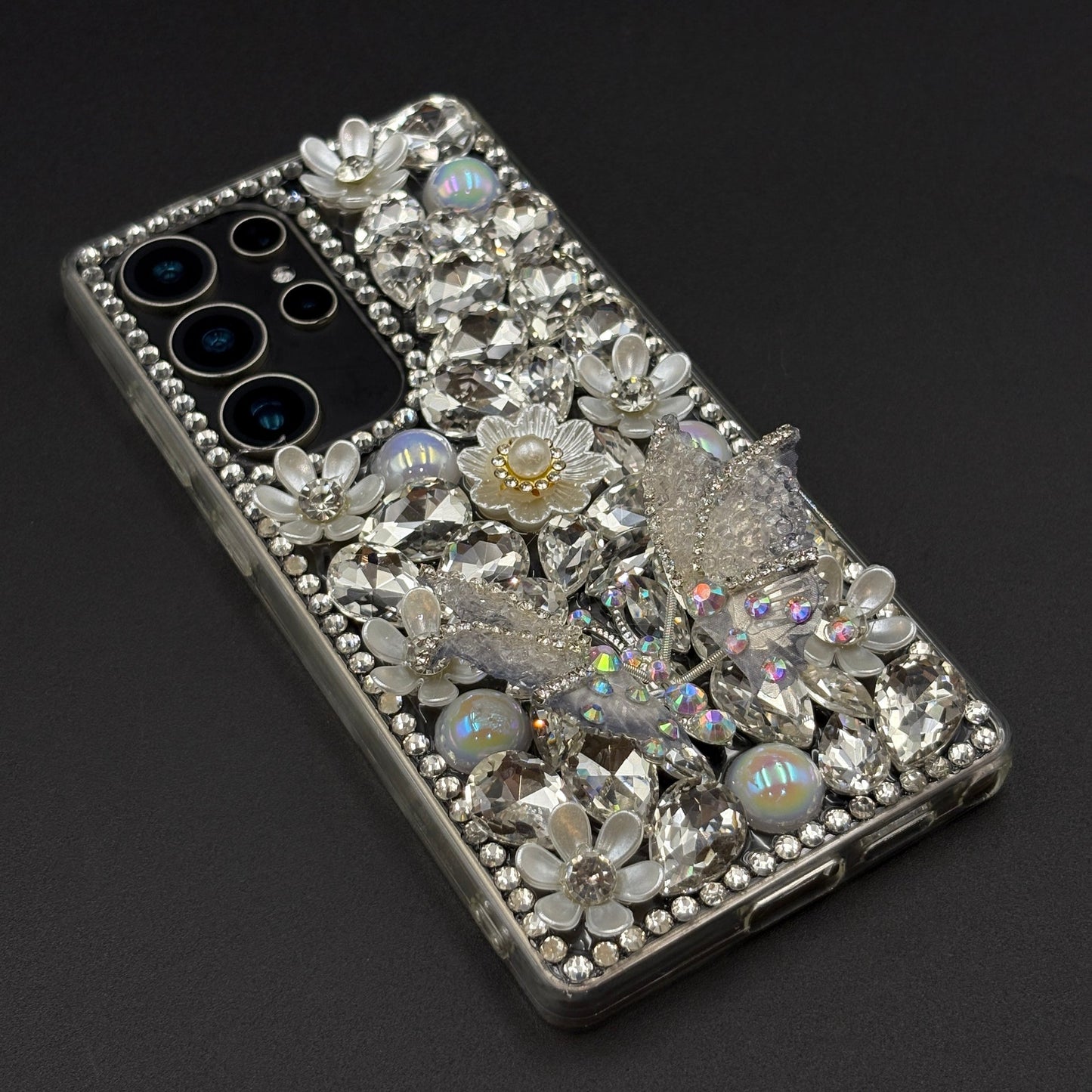 Bling Butterfly & Flower Phone Case for Samsung Galaxy S25 Ultra | Luxury Rhinestone Crystal
