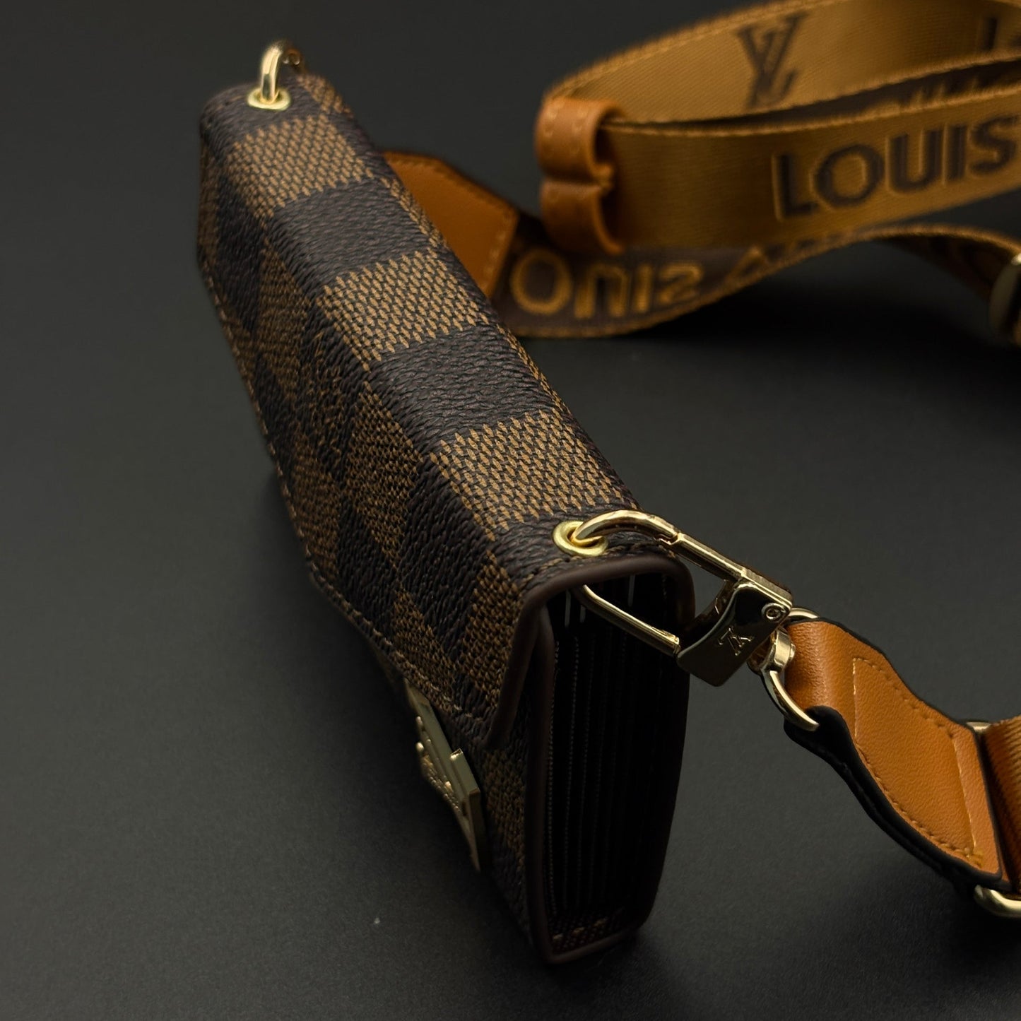 Luxury Fashion Brand Monogram Checks Empreinte Victorine Wallet Card Holder Strap with Box