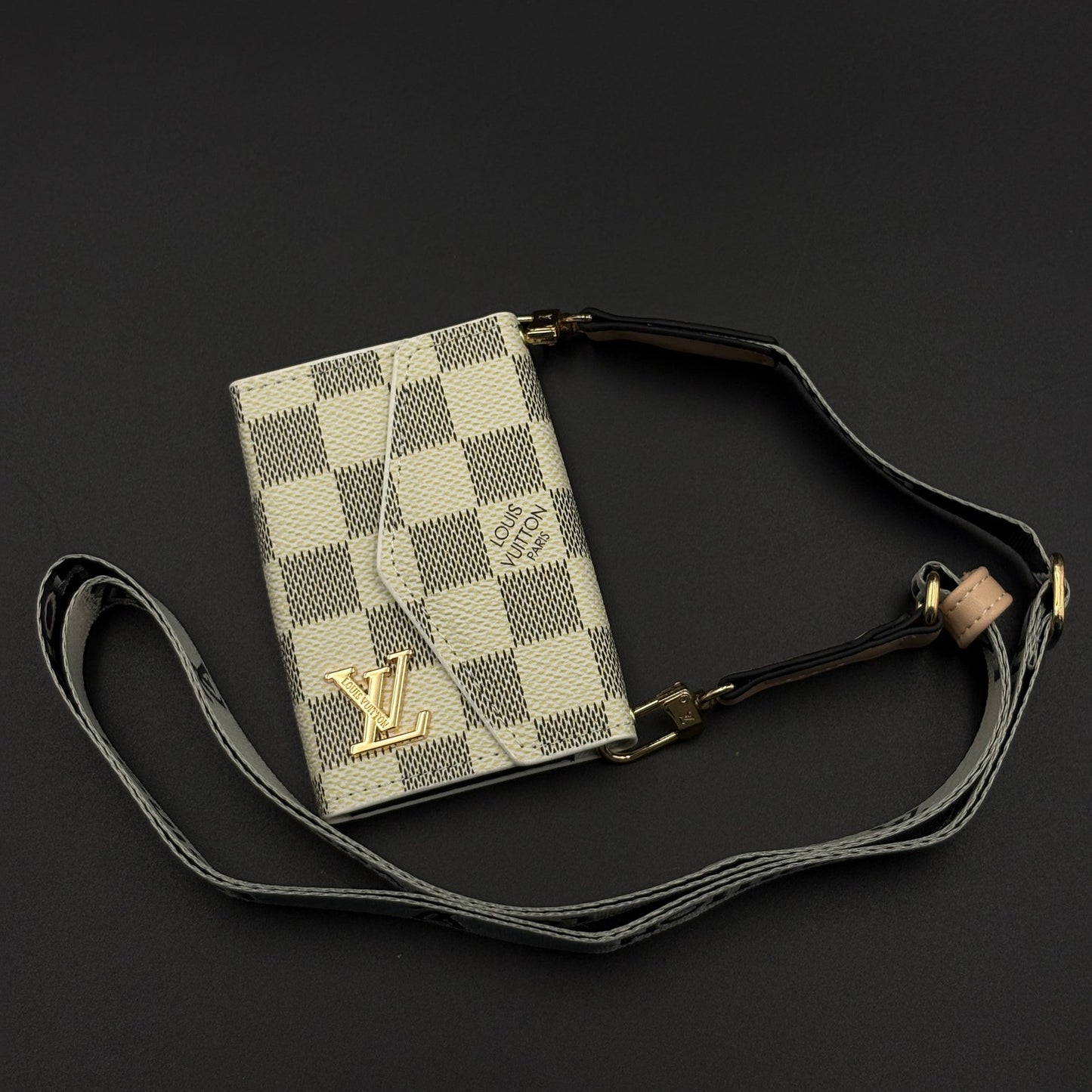 Luxury Fashion Brand Monogram Checks Empreinte Victorine Wallet Card Holder Strap with Box
