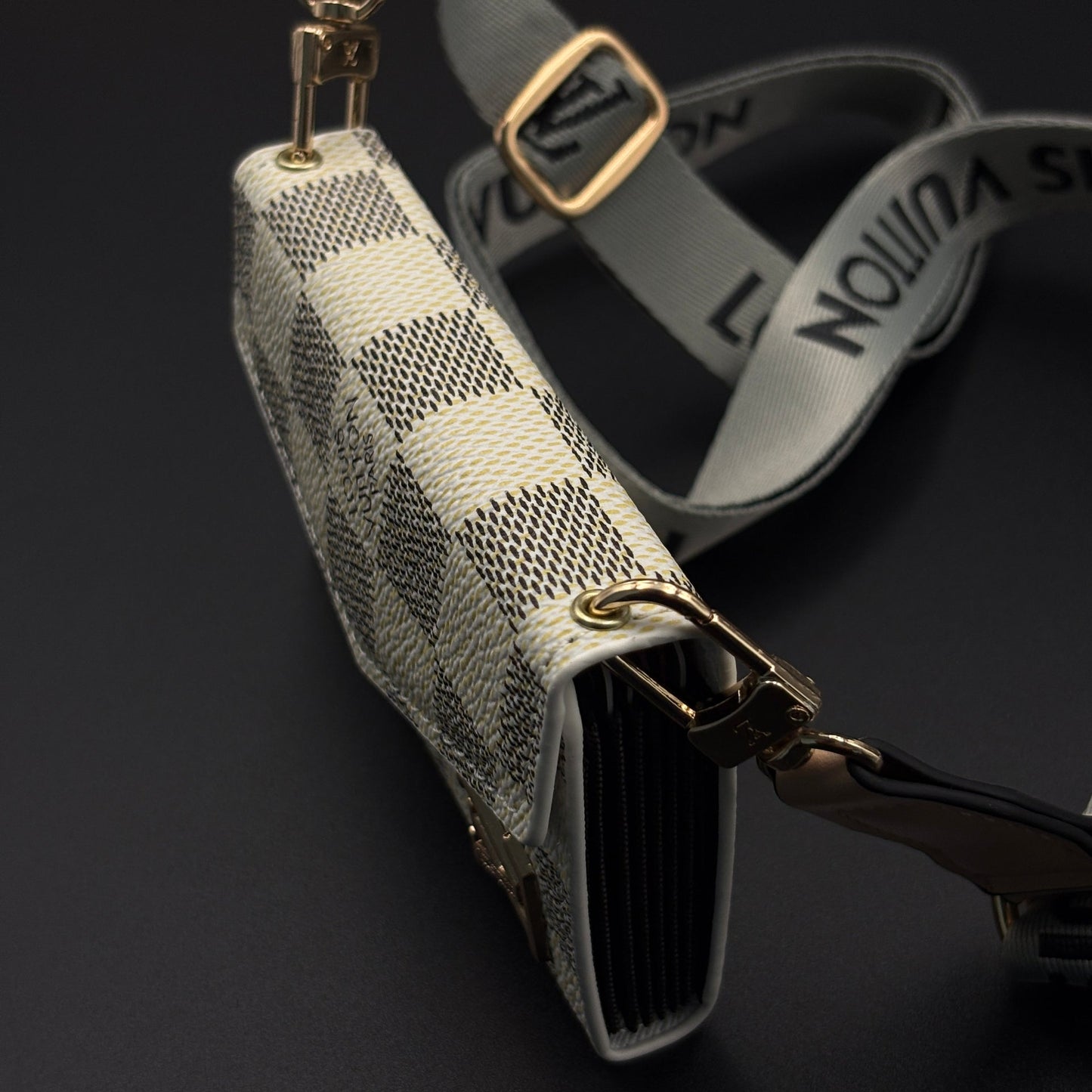 Luxury Fashion Brand Monogram Checks Empreinte Victorine Wallet Card Holder Strap with Box