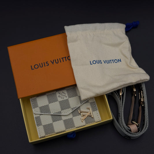 Luxury Fashion Brand Monogram Checks Empreinte Victorine Wallet Card Holder Strap with Box