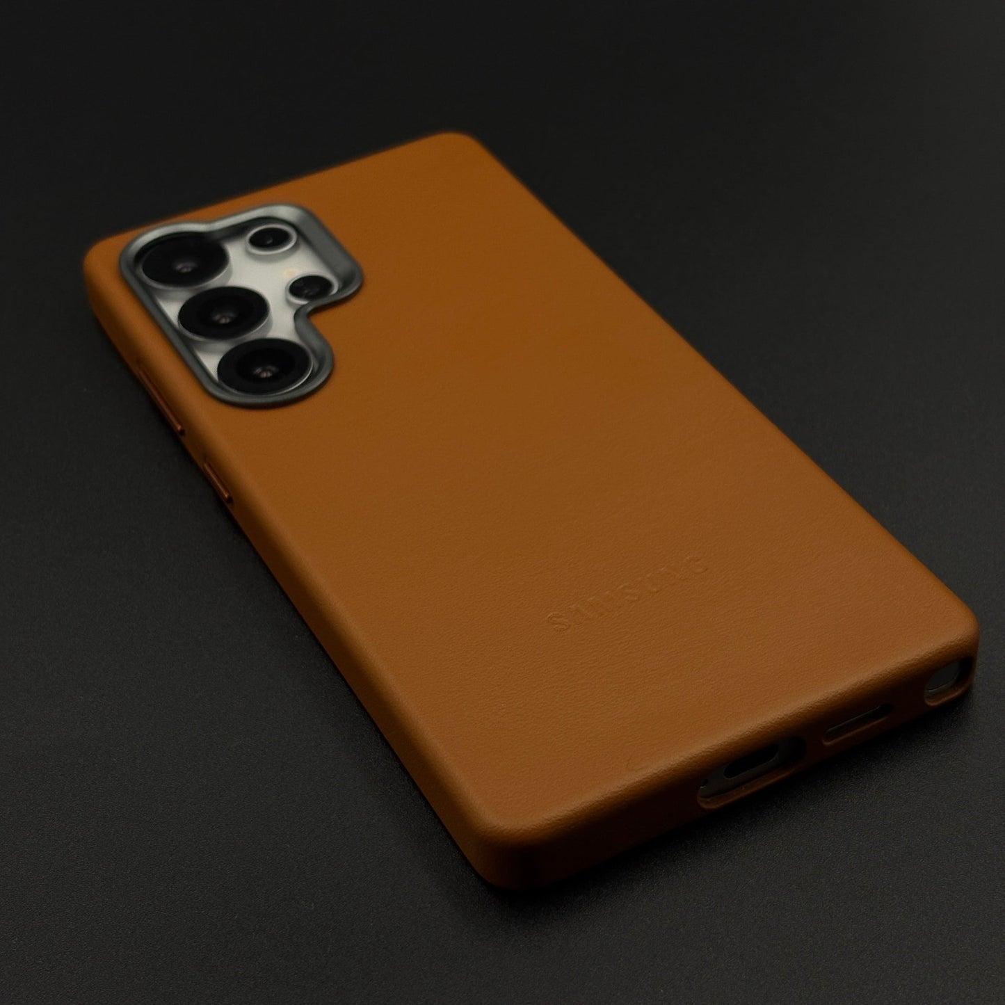 Embossed Logo Leather Case with Hidden MagSafe for Samsung Galaxy S25 Ultra