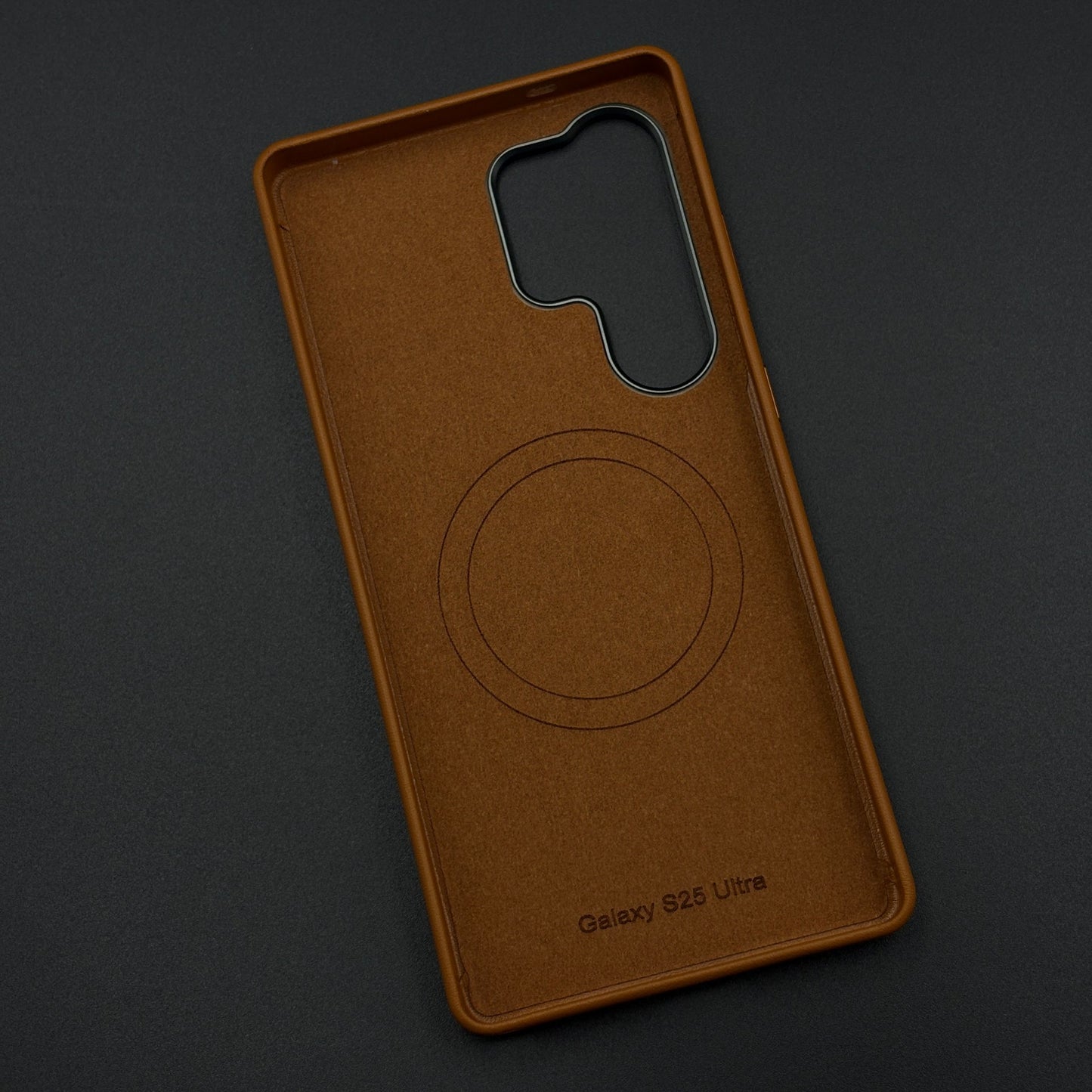Embossed Logo Leather Case with Hidden MagSafe for Samsung Galaxy S25 Ultra