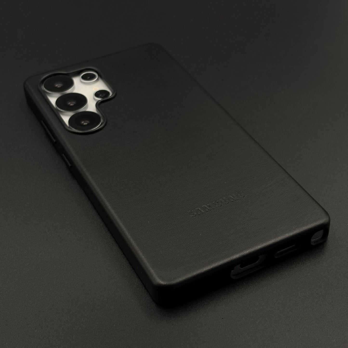 Embossed Logo Leather Case with Hidden MagSafe for Samsung Galaxy S24 Ultra