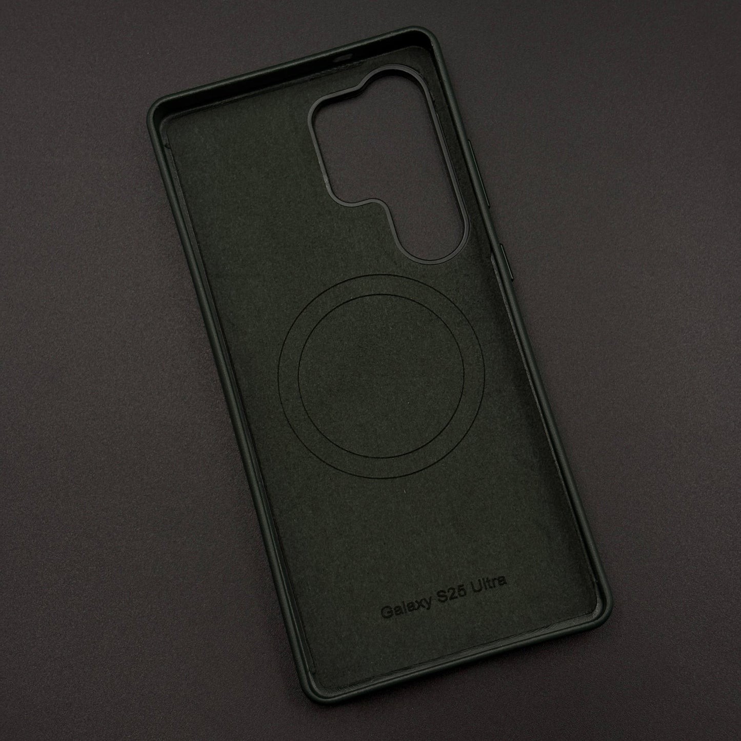 Embossed Logo Leather Case with Hidden MagSafe for Samsung Galaxy S25 Ultra