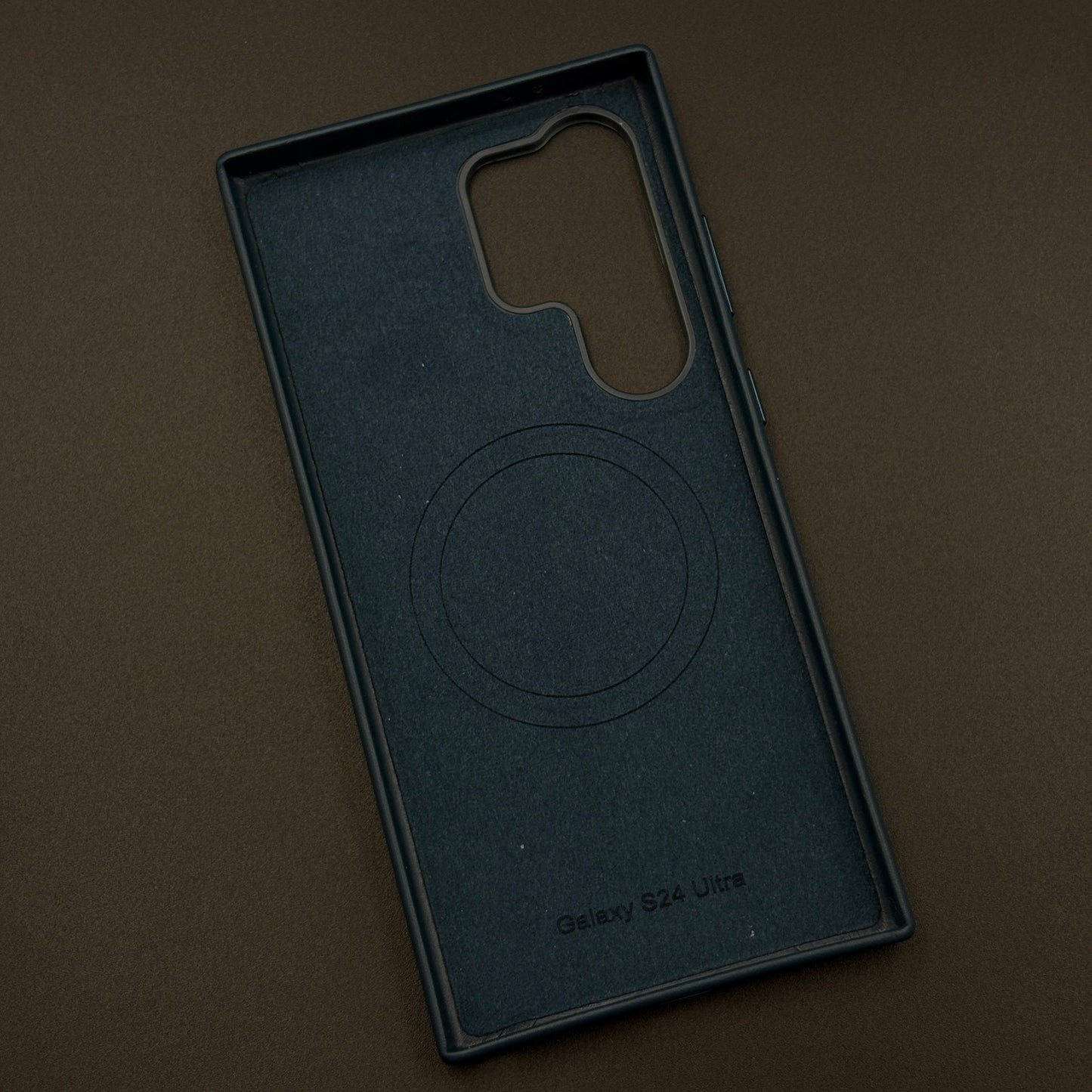 Embossed Logo Leather Case with Hidden MagSafe for Samsung Galaxy S23 Ultra