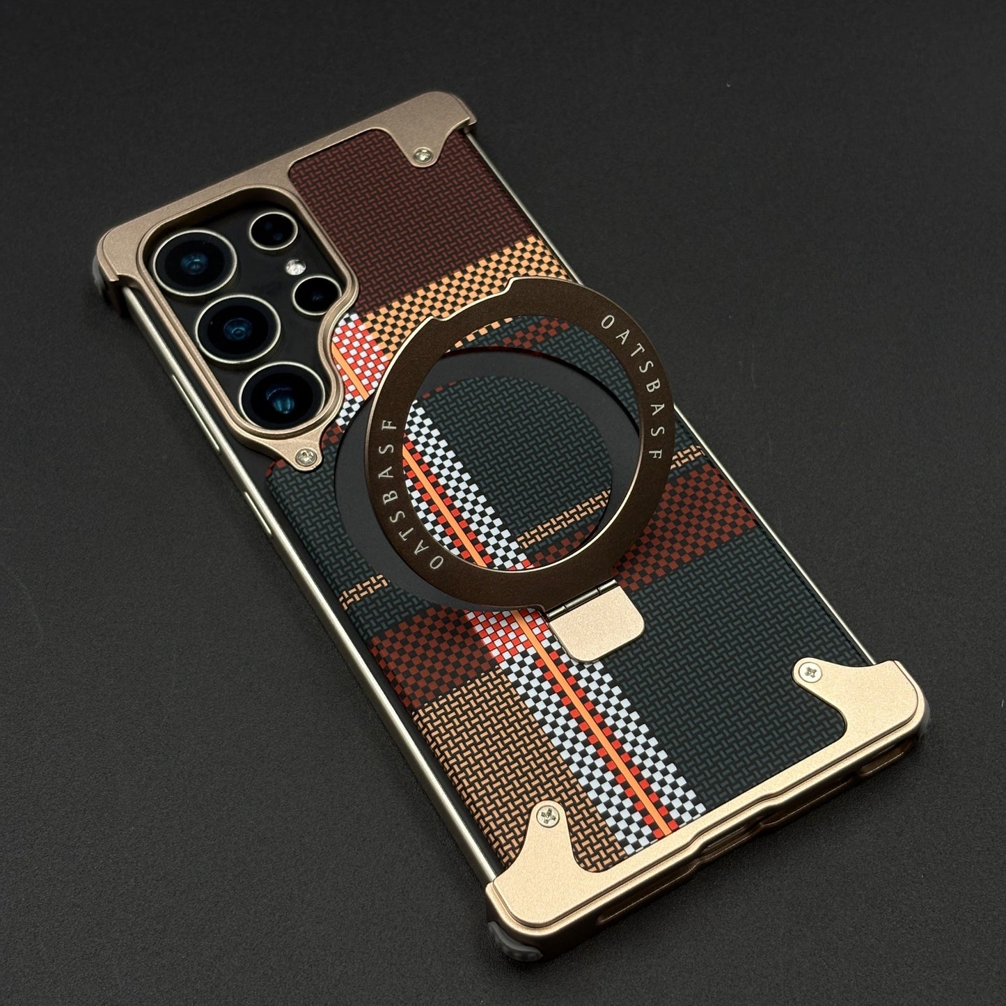 Kevlar Metal Frame Case for Samsung Galaxy S24 Ultra | MagSafe Compatible with Phone Stand | Rugged Style Protection