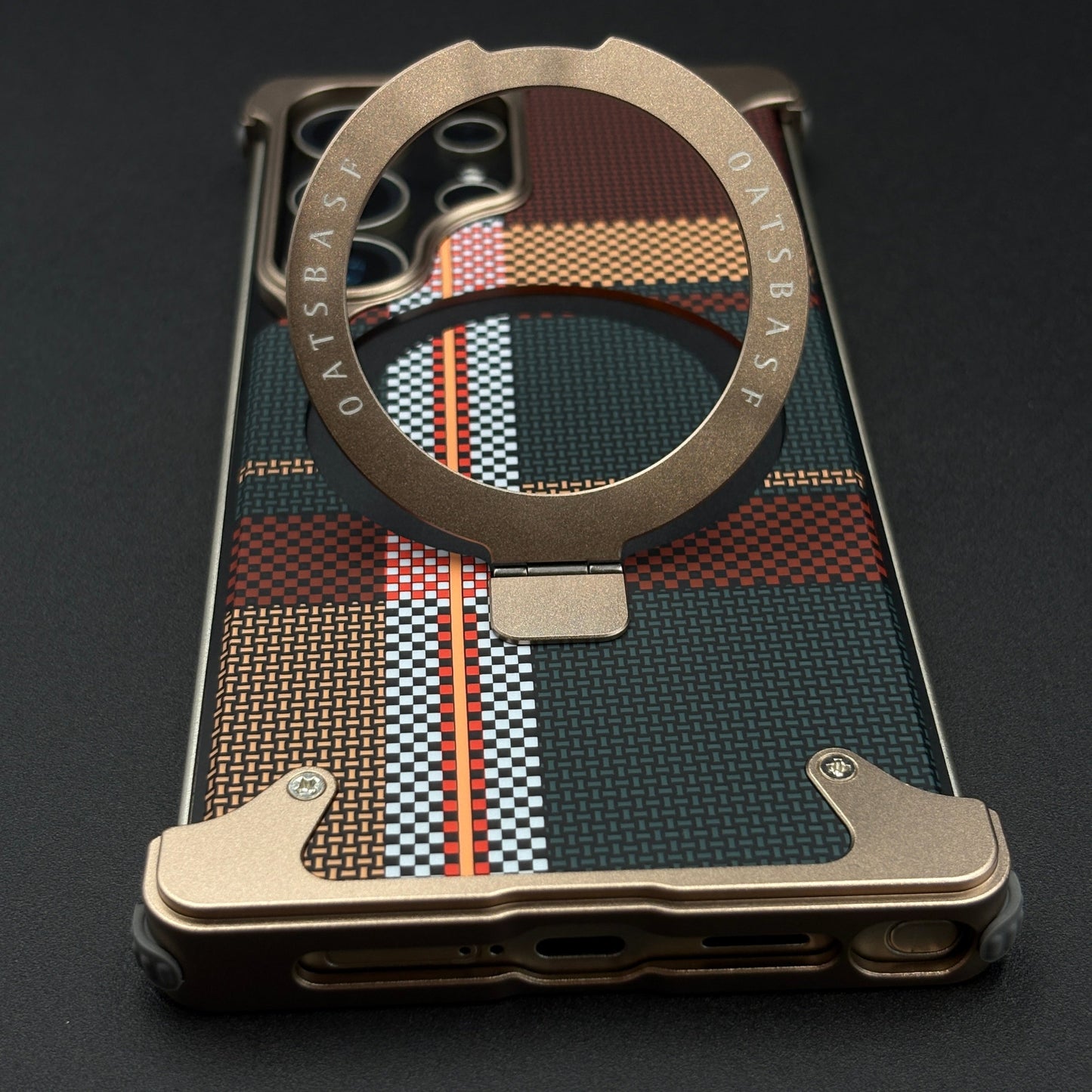 Kevlar Metal Frame Case for Samsung Galaxy S25 Ultra | MagSafe Compatible with Phone Stand | Rugged Style Protection