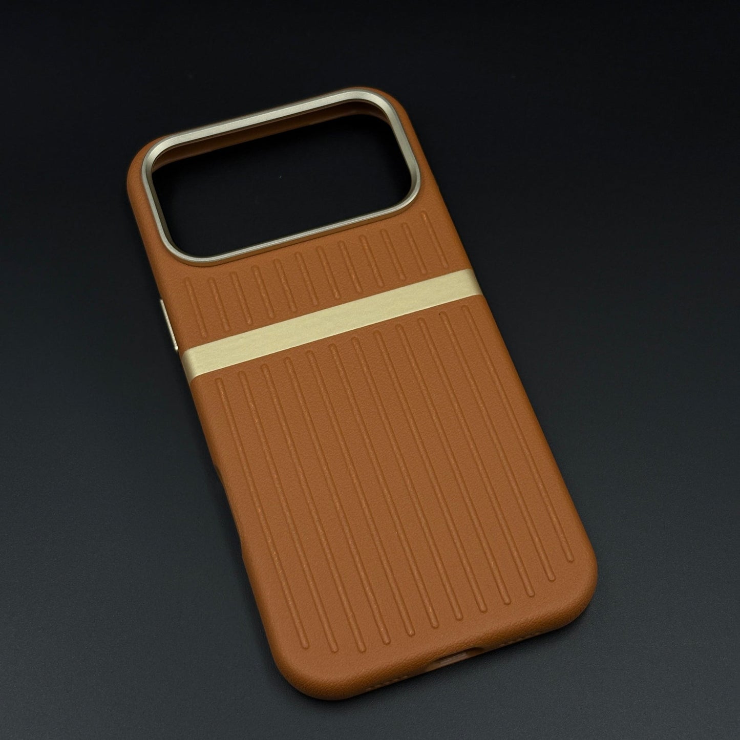 Striped Grip Hidden MagSafe Leather Case for iPhone 17 Series | Premium Camera Frame Back Cover