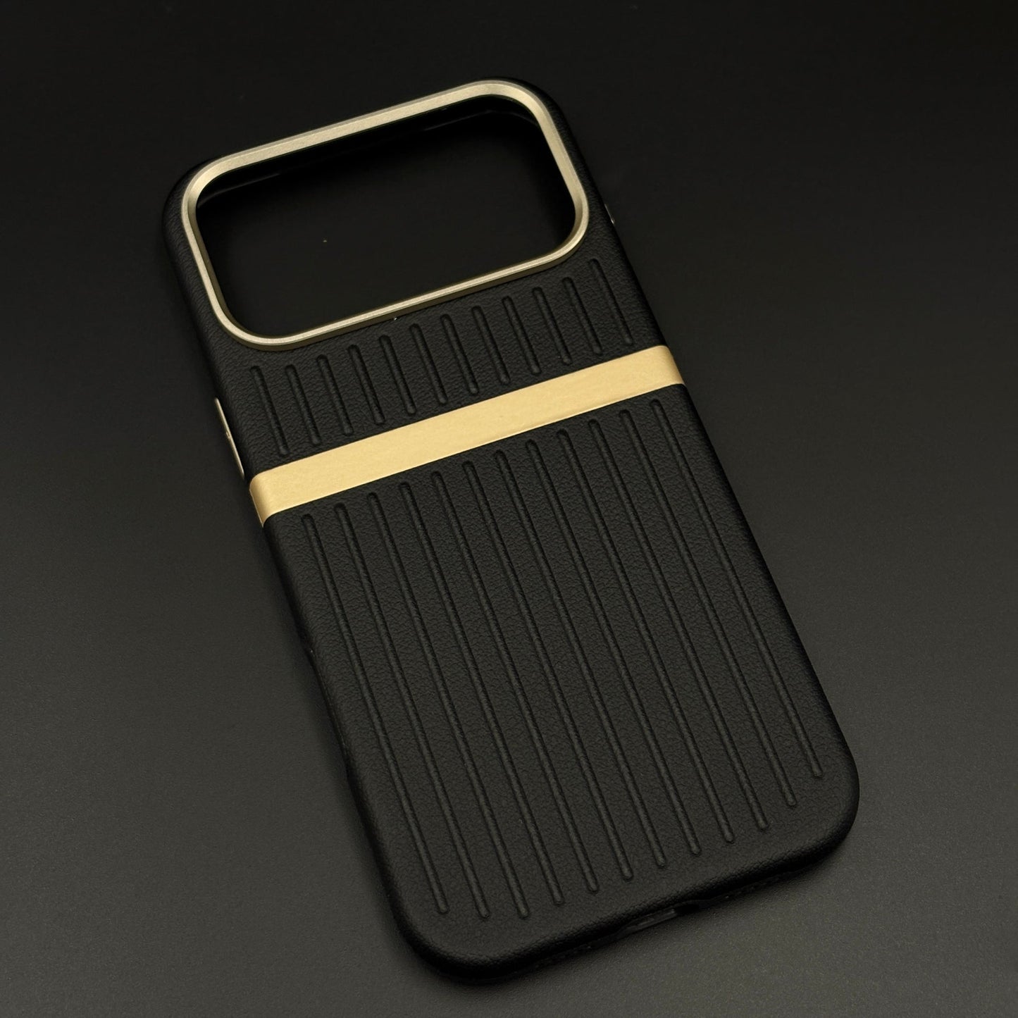 Striped Grip Hidden MagSafe Leather Case for iPhone 17 Series | Premium Camera Frame Back Cover
