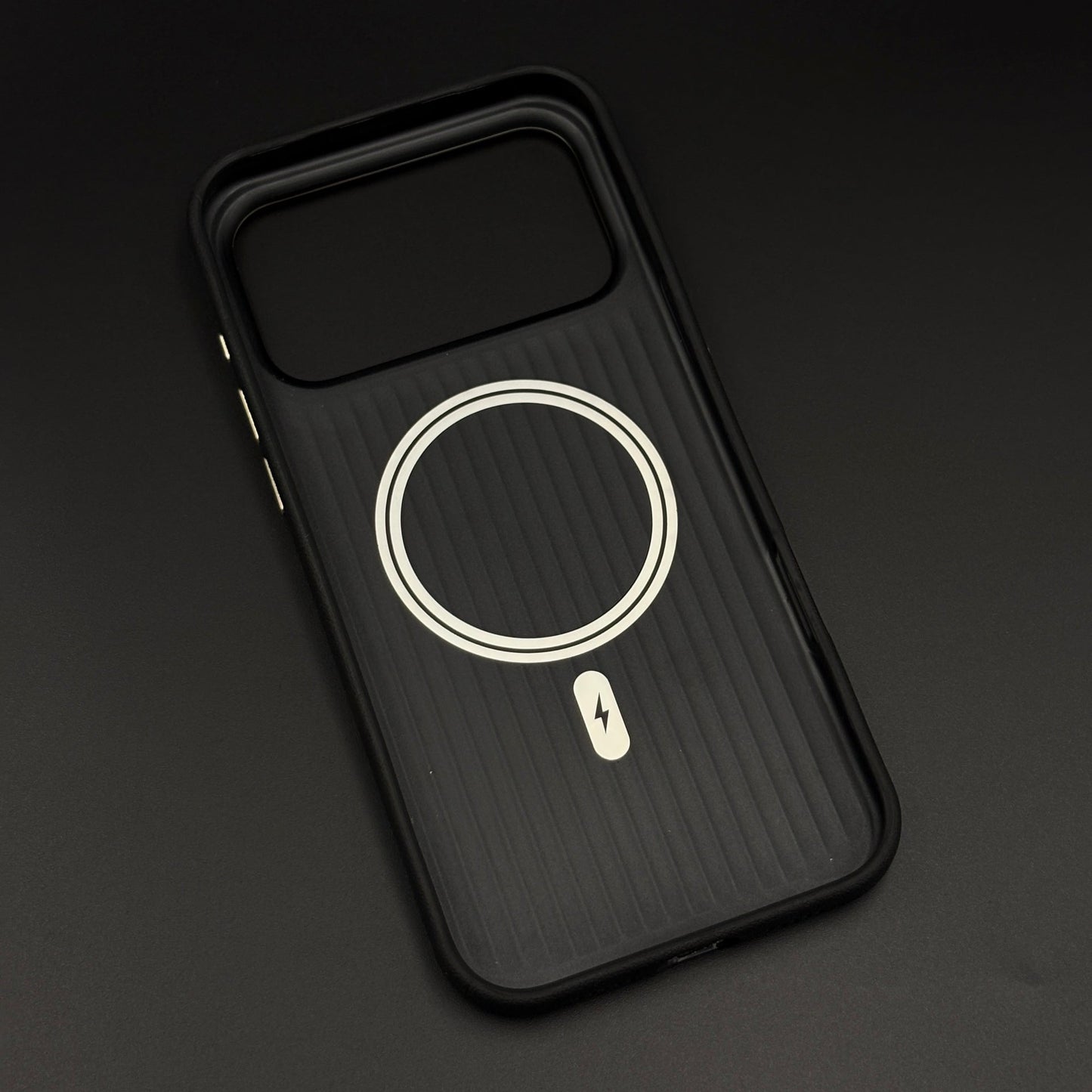 Striped Grip Hidden MagSafe Leather Case for iPhone 17 Series | Premium Camera Frame Back Cover
