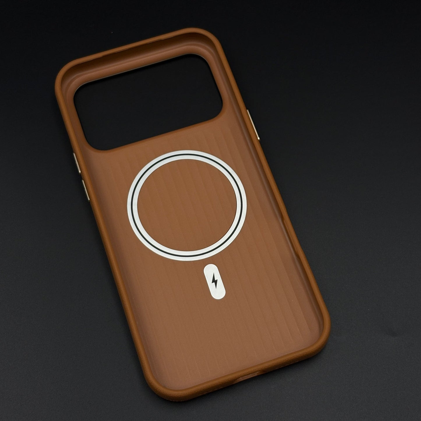 Striped Grip Hidden MagSafe Leather Case for iPhone 17 Series | Premium Camera Frame Back Cover