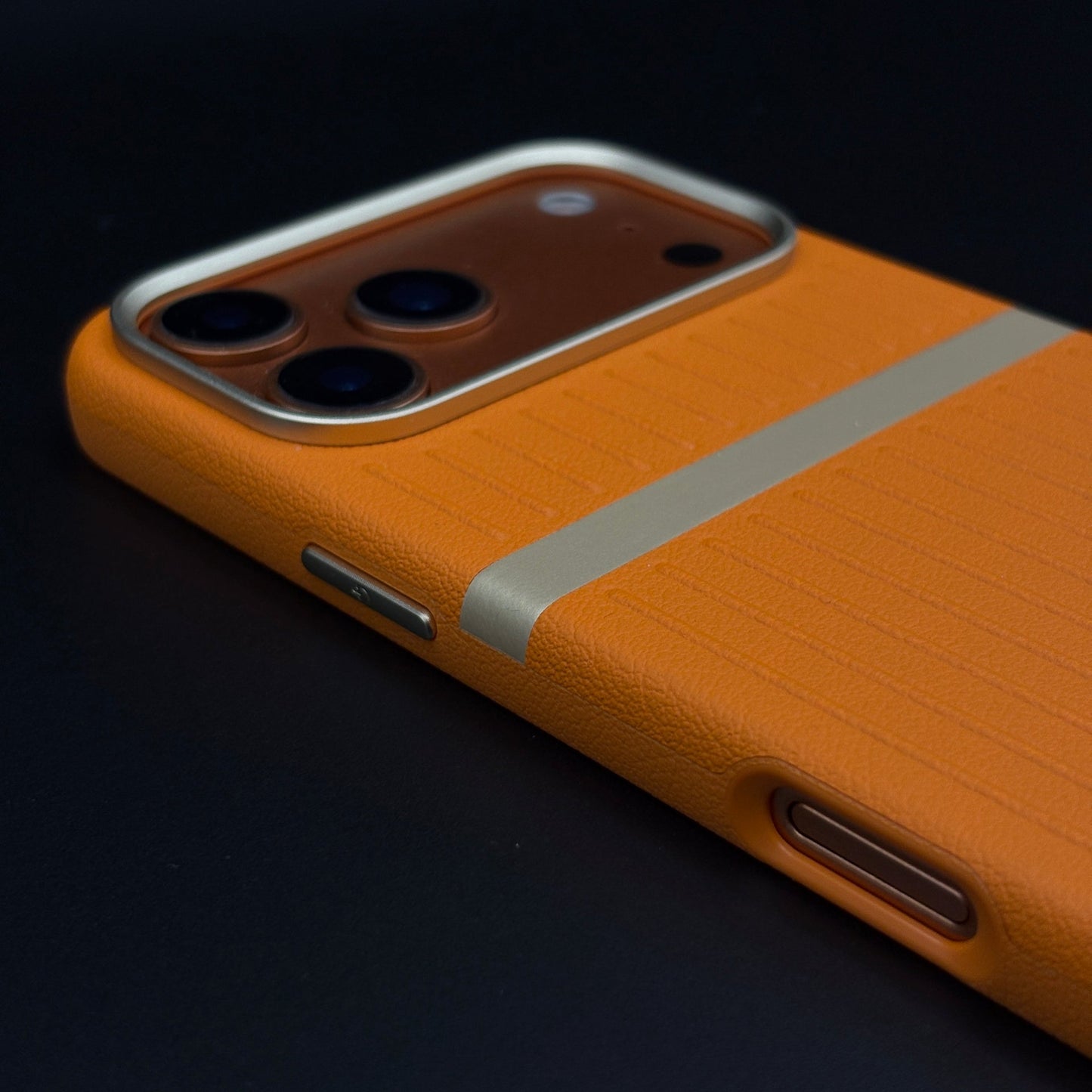 Striped Grip Hidden MagSafe Leather Case for iPhone 17 Series | Premium Camera Frame Back Cover