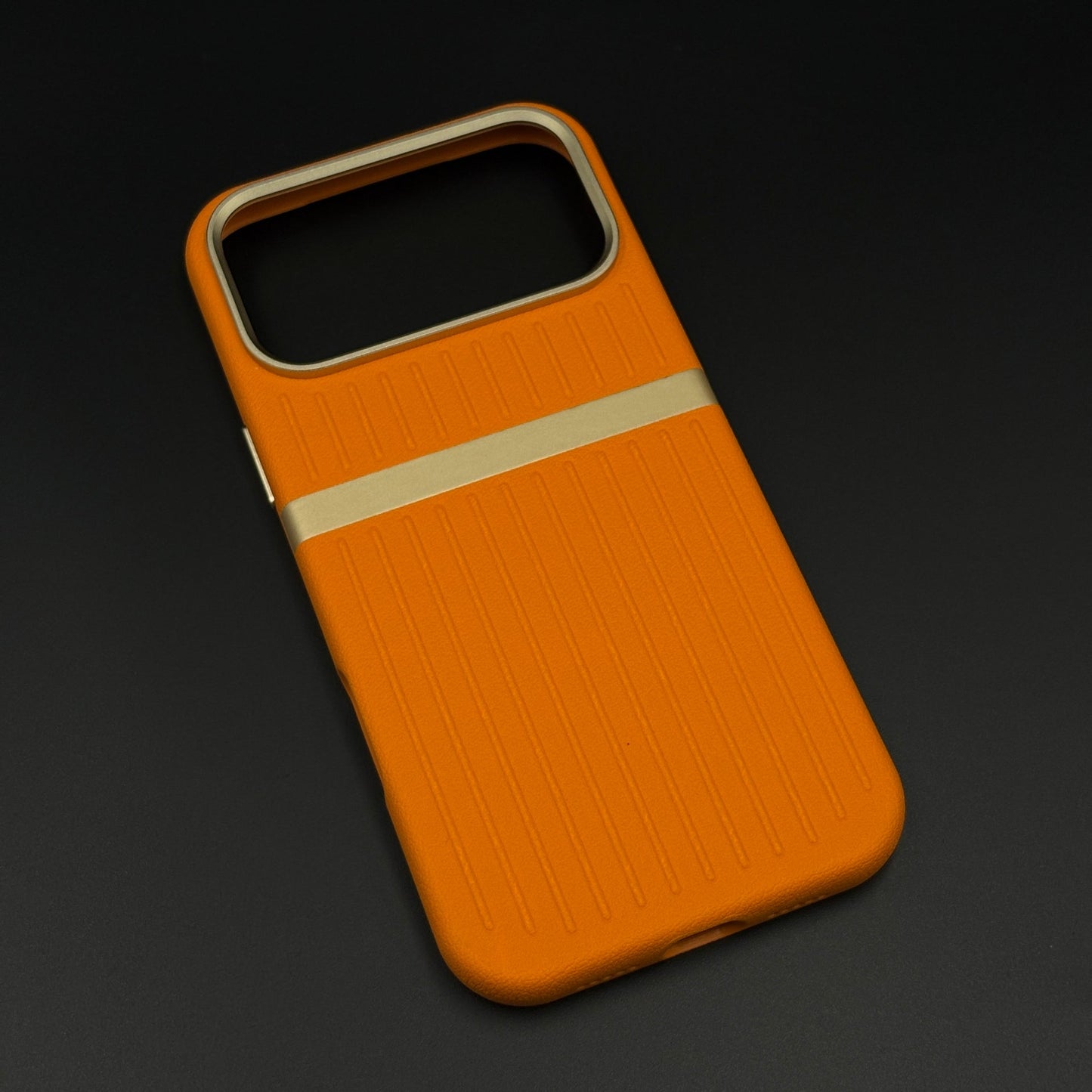 Striped Grip Hidden MagSafe Leather Case for iPhone 17 Series | Premium Camera Frame Back Cover