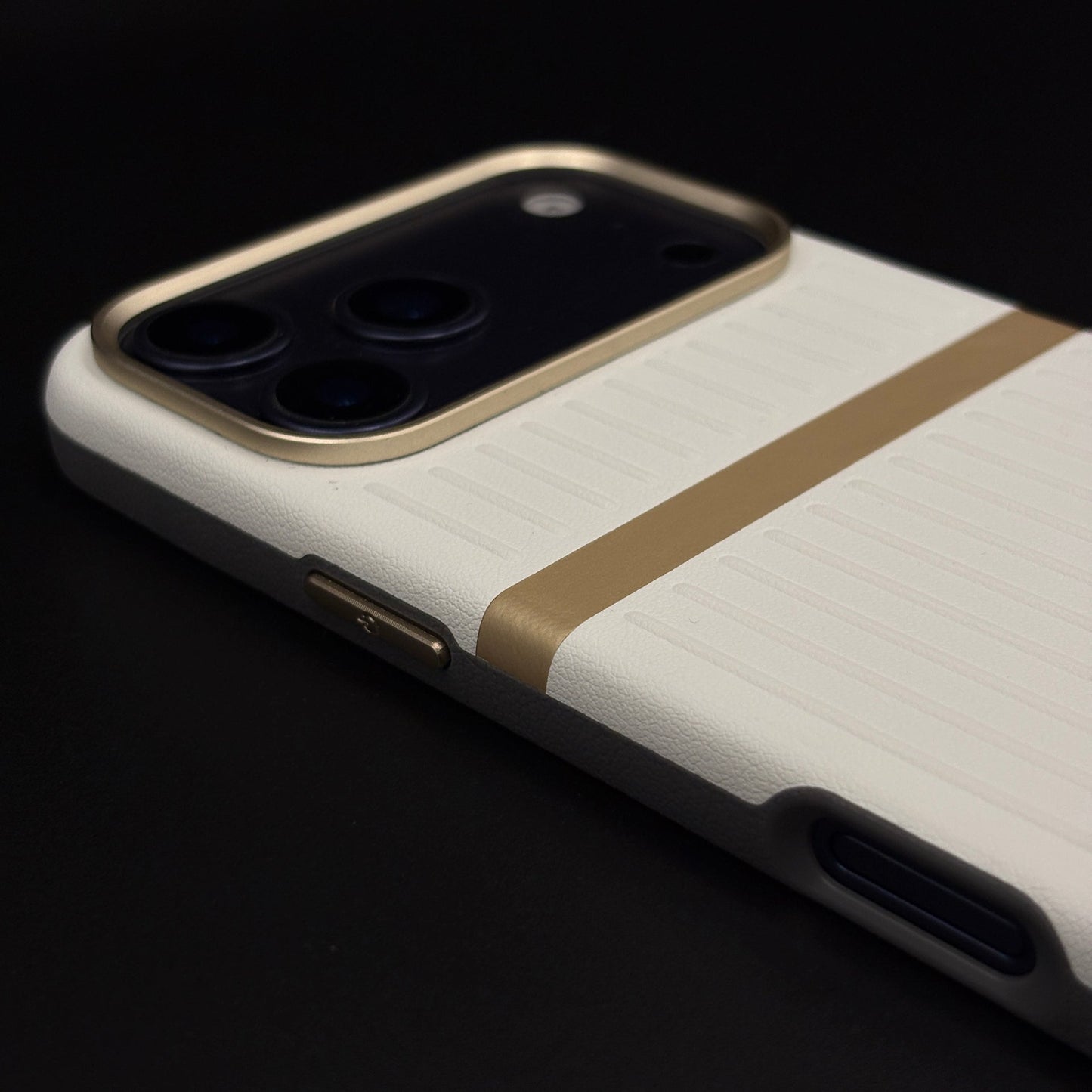 Striped Grip Hidden MagSafe Leather Case for iPhone 17 Series | Premium Camera Frame Back Cover