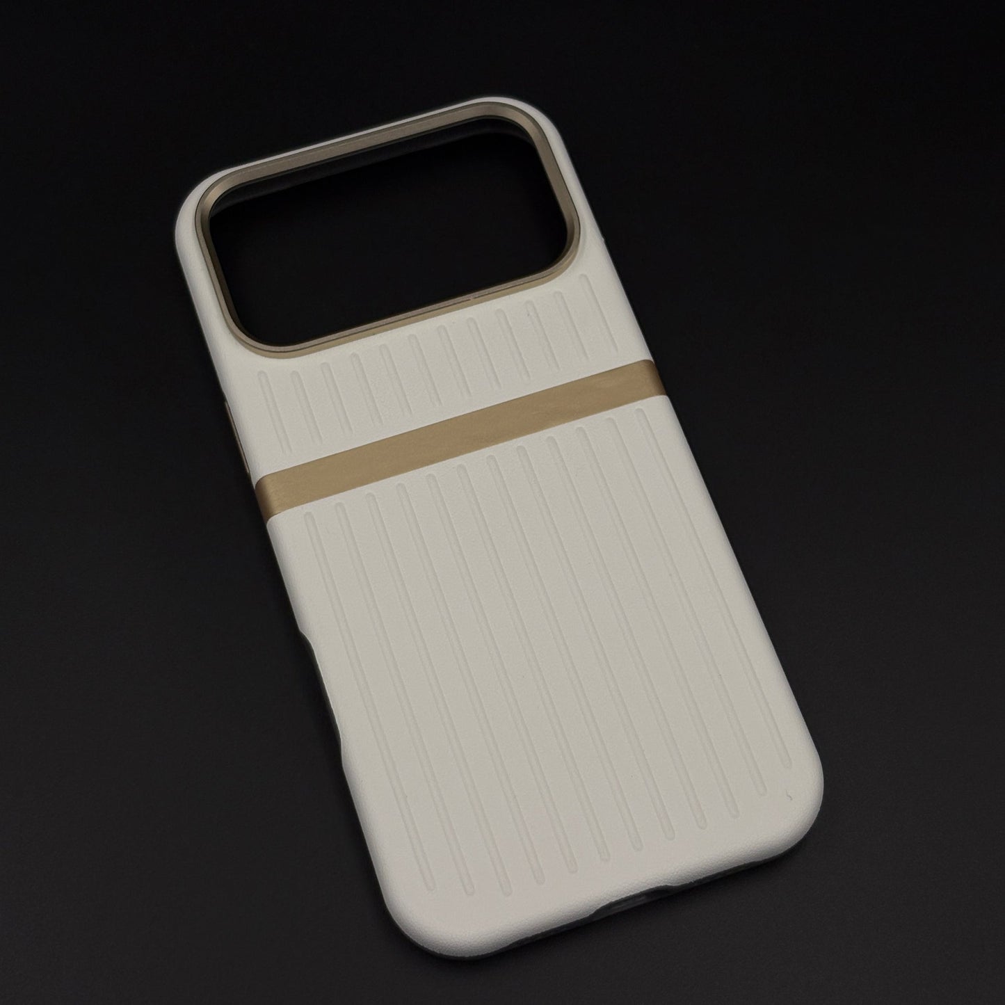 Striped Grip Hidden MagSafe Leather Case for iPhone 17 Series | Premium Camera Frame Back Cover