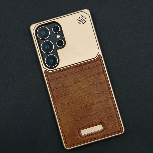 Croc Pattern Phone Case for Samsung Galaxy S24 Ultra | Aeroflex Borderless Frame | Real Feel Leather | MagSafe Compatible