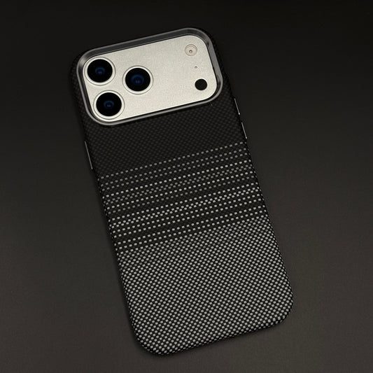 Black Graphite Stripe Case Slim Mobile Case Cover for iPhone 17 Series | Rare Aramid Texture Finish | Real Carbon Fibre Feel | Hidden MagSafe