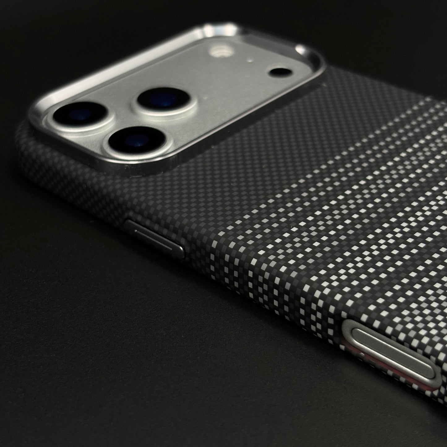 Black Graphite Stripe Case Slim Mobile Case Cover for iPhone 17 Series | Rare Aramid Texture Finish | Real Carbon Fibre Feel | Hidden MagSafe