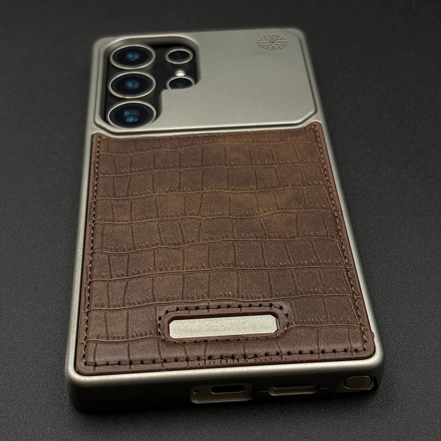 Croc Pattern Phone Case for Samsung Galaxy S24 Ultra | Aeroflex Borderless Frame | Real Feel Leather | MagSafe Compatible