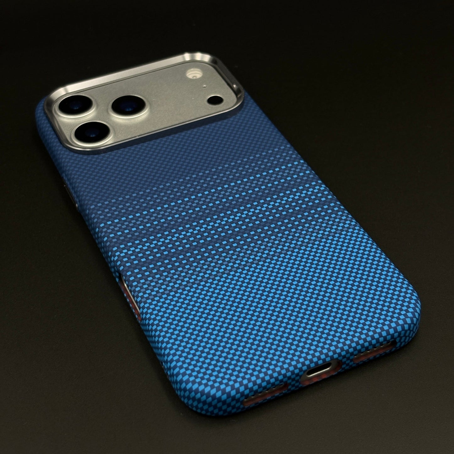 Midnight Blue Stripe Case Slim Mobile Case Cover for iPhone 17 Series | Rare Aramid Texture Finish | Real Carbon Fibre Feel | Hidden MagSafe