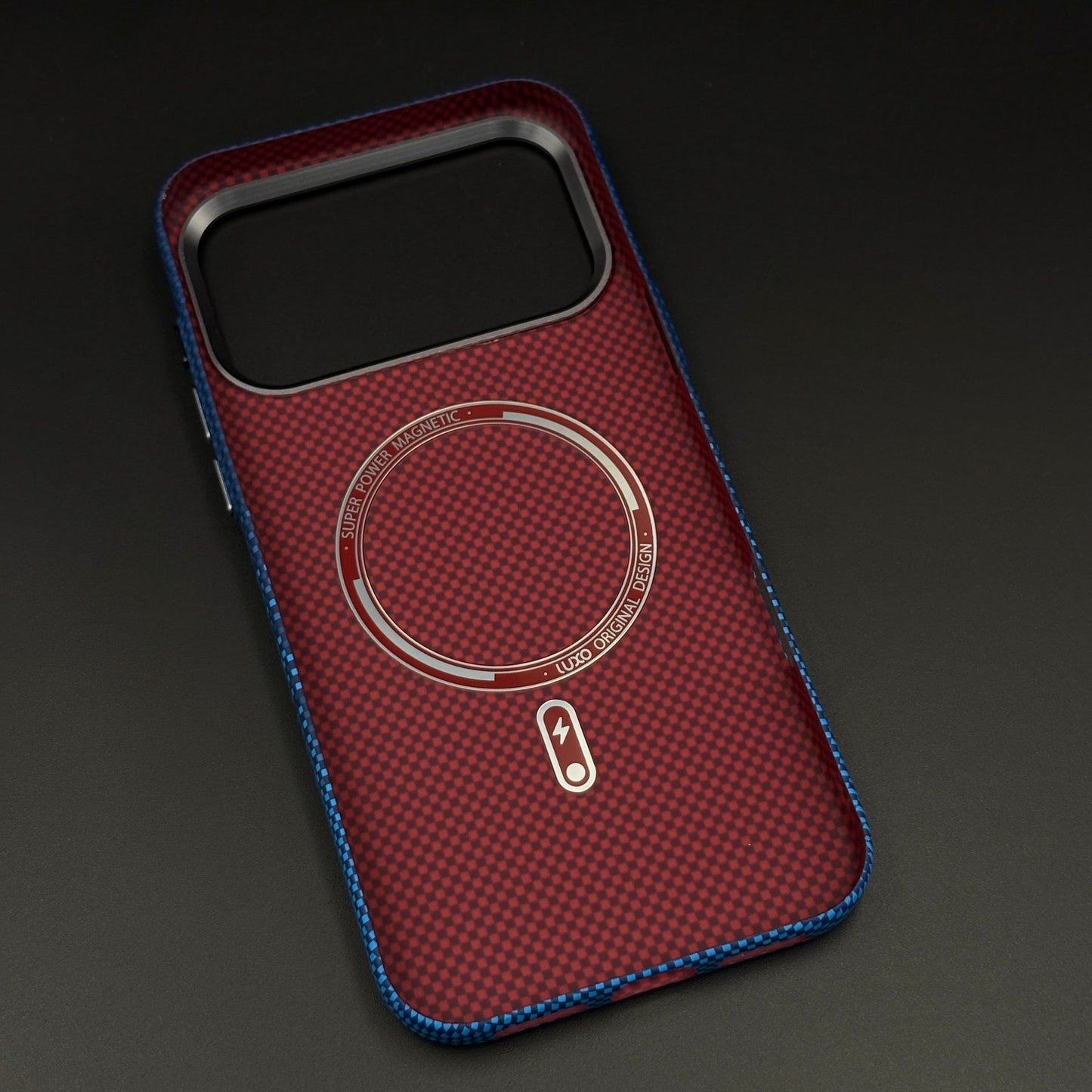 Midnight Blue Stripe Case Slim Mobile Case Cover for iPhone 17 Series | Rare Aramid Texture Finish | Real Carbon Fibre Feel | Hidden MagSafe