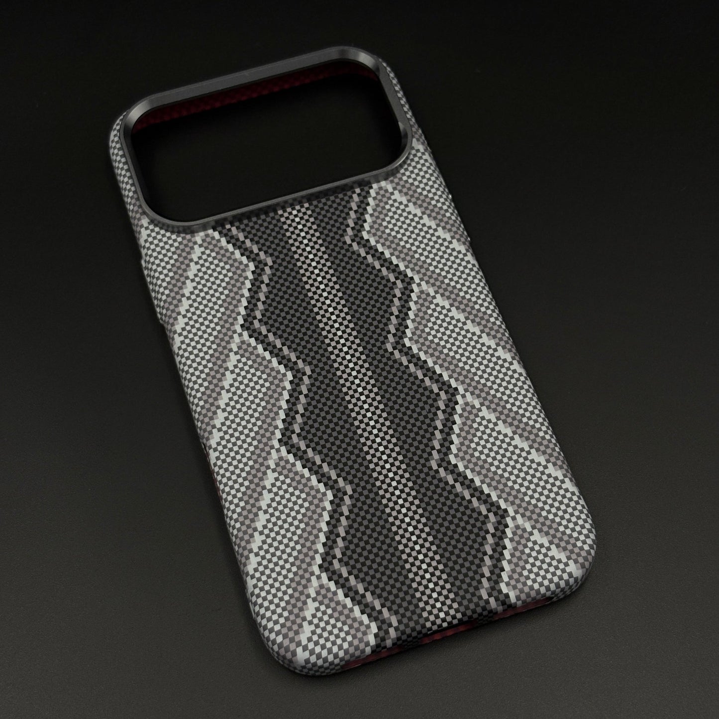 Storm Grey Zigzag Case Slim Mobile Case Cover for iPhone 17 Series | Rare Aramid Texture Finish | Real Carbon Fibre Feel | Hidden MagSafe