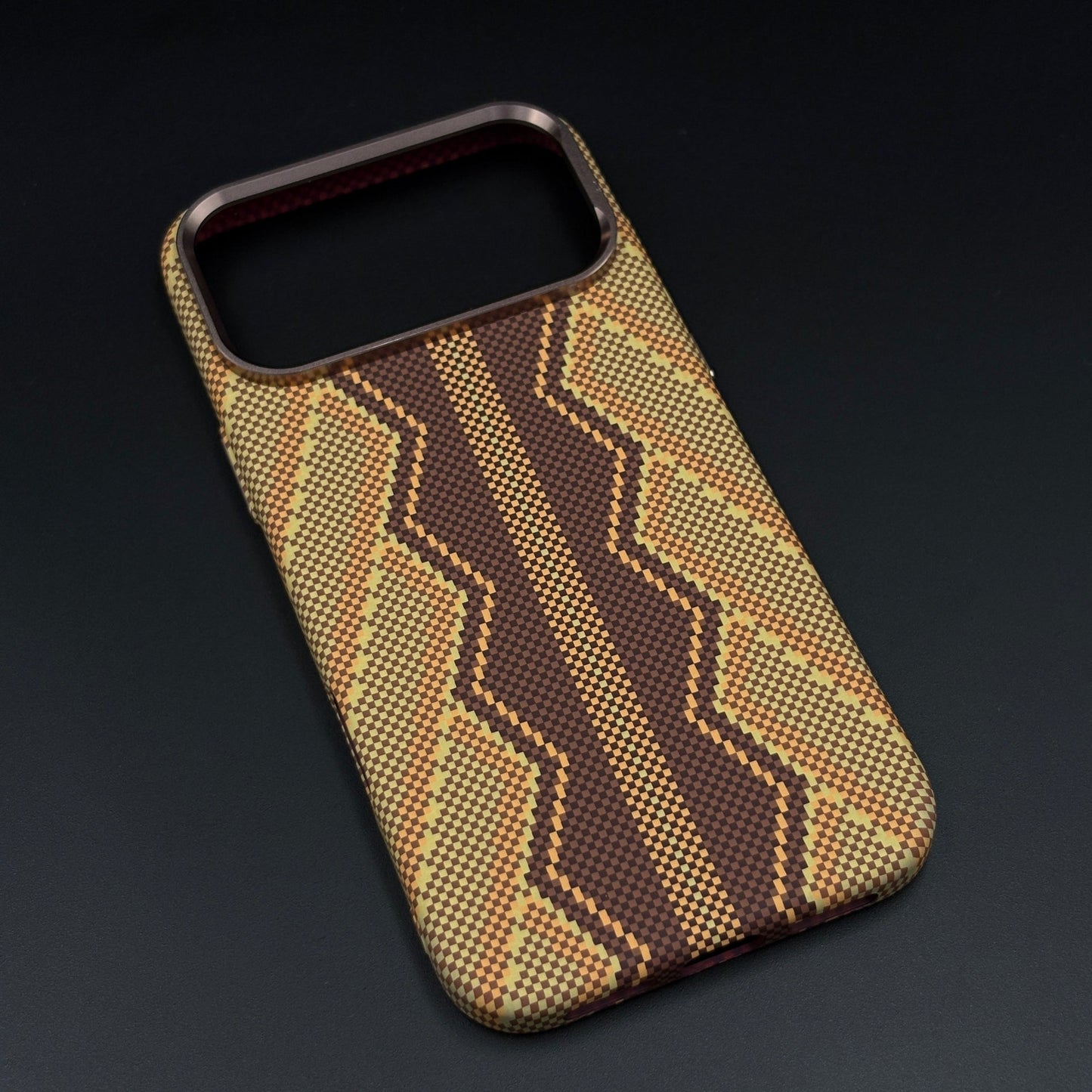 Desert Brown Zigzag Case Slim Mobile Case Cover for iPhone 17 Series | Rare Aramid Texture Finish | Real Carbon Fibre Feel | Hidden MagSafe