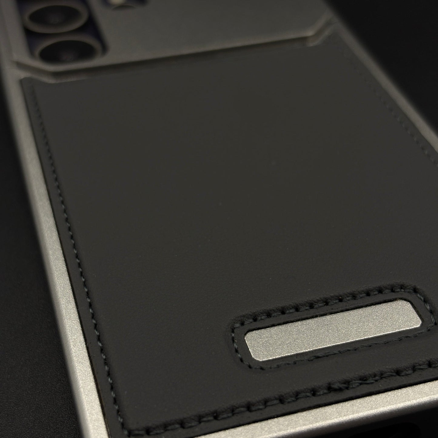 Silver Aluminum Leather Case Cover with Hidden MagSafe for Samsung Galaxy S24 Ultra
