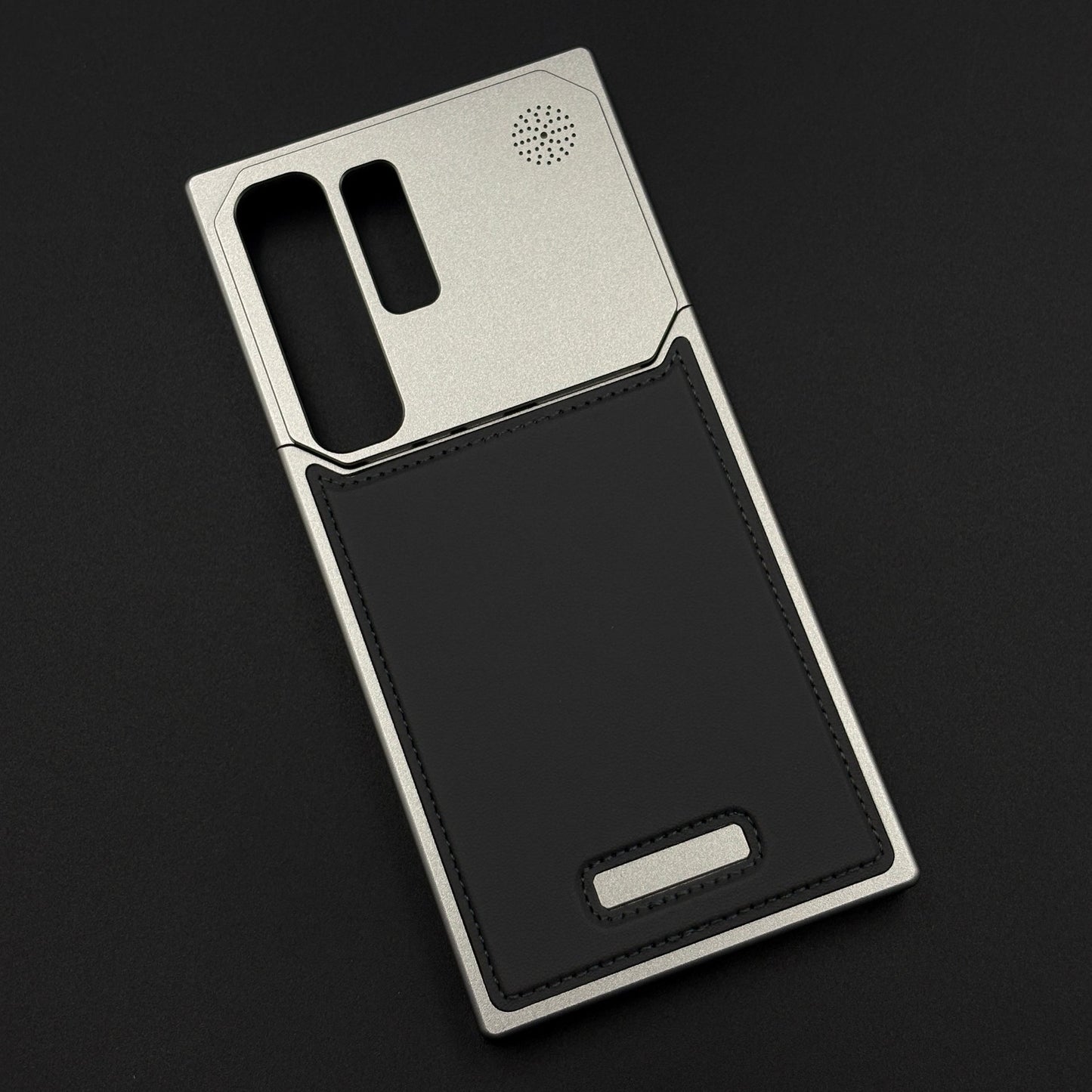 Silver Aluminum Leather Case Cover with Hidden MagSafe for Samsung Galaxy S24 Ultra
