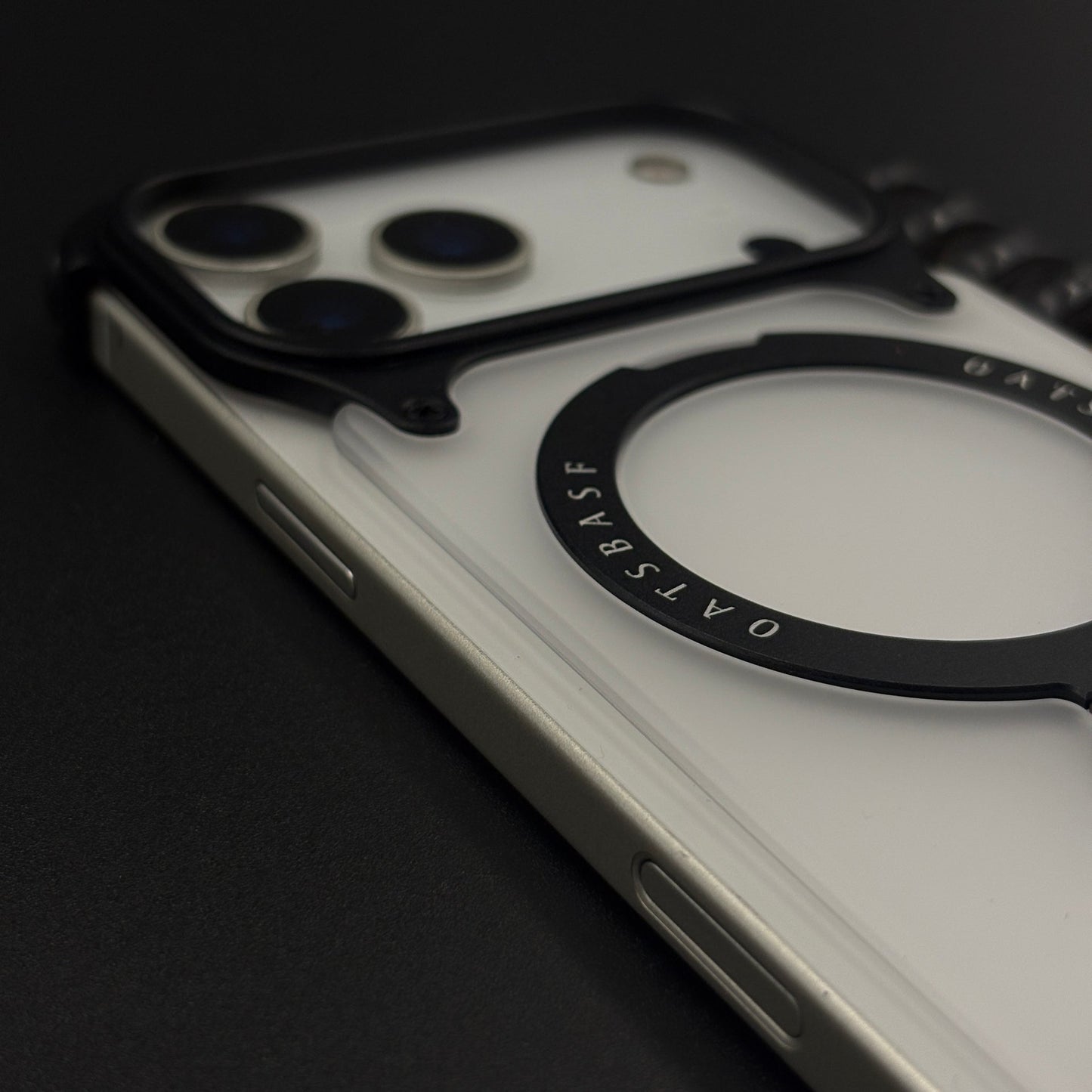 Smokey Matte Metal Frame Case for iPhone 17 Series | MagSafe Ring Stand