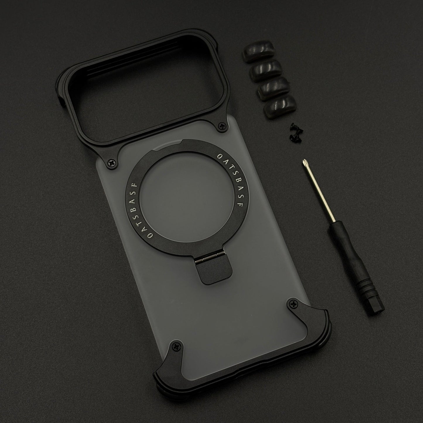 Smokey Matte Metal Frame Case for iPhone 17 Series | MagSafe Ring Stand