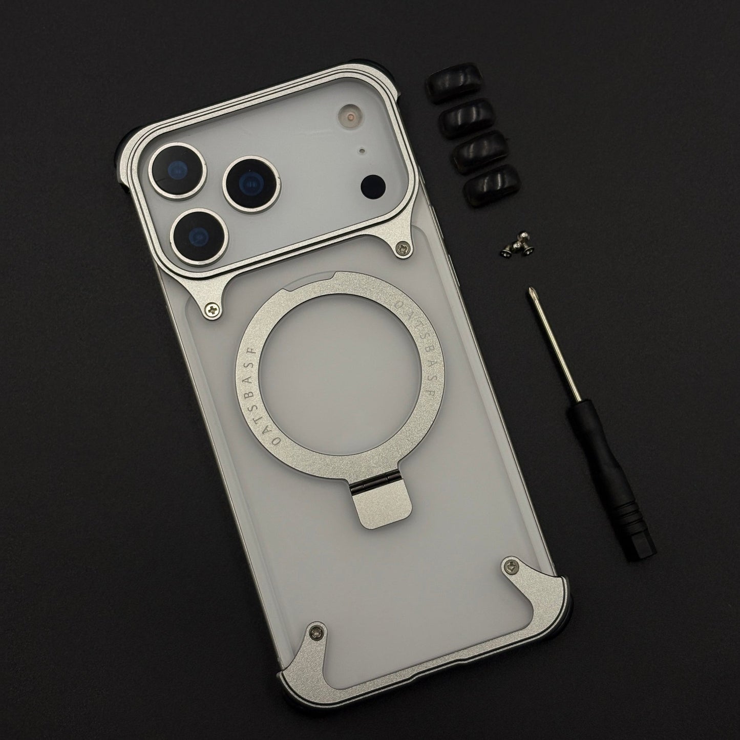 Smokey Matte Metal Frame Case for iPhone 17 Series | MagSafe Ring Stand