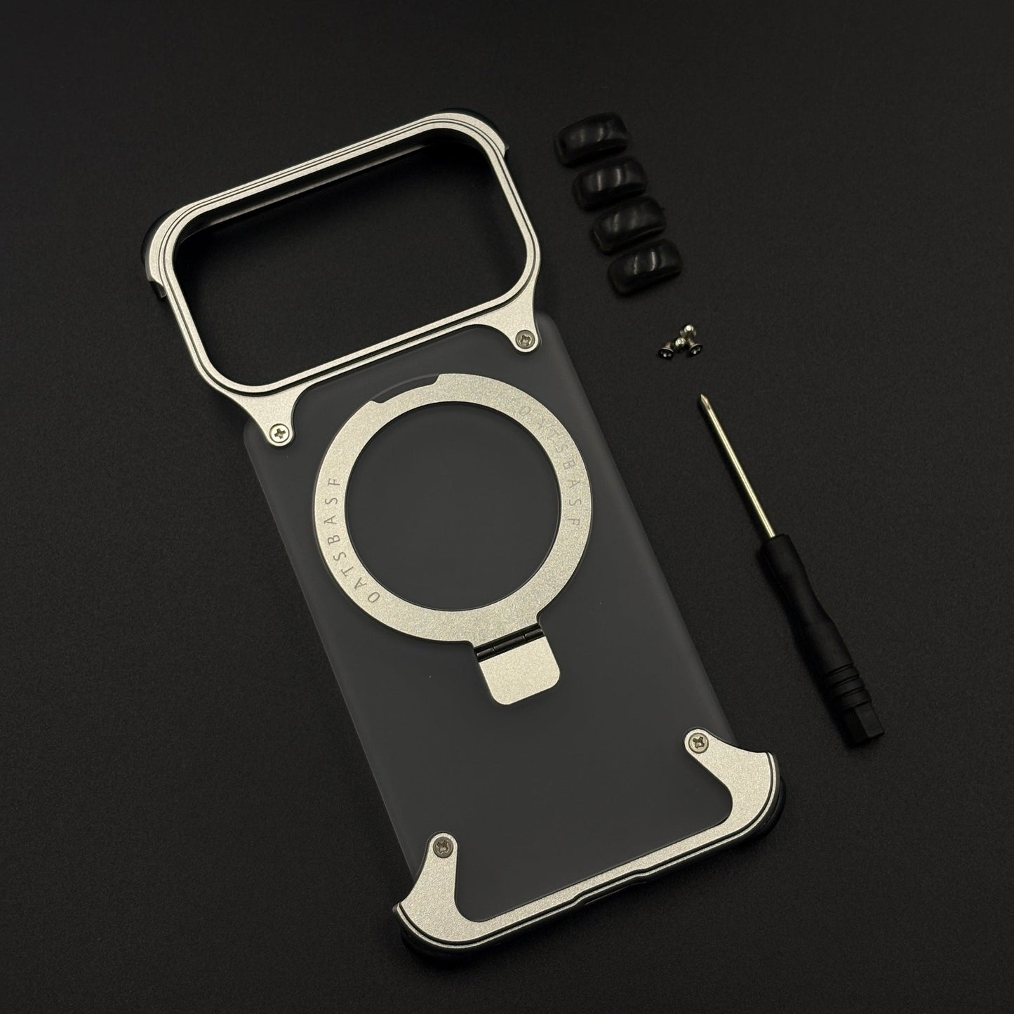 Smokey Matte Metal Frame Case for iPhone 17 Series | MagSafe Ring Stand