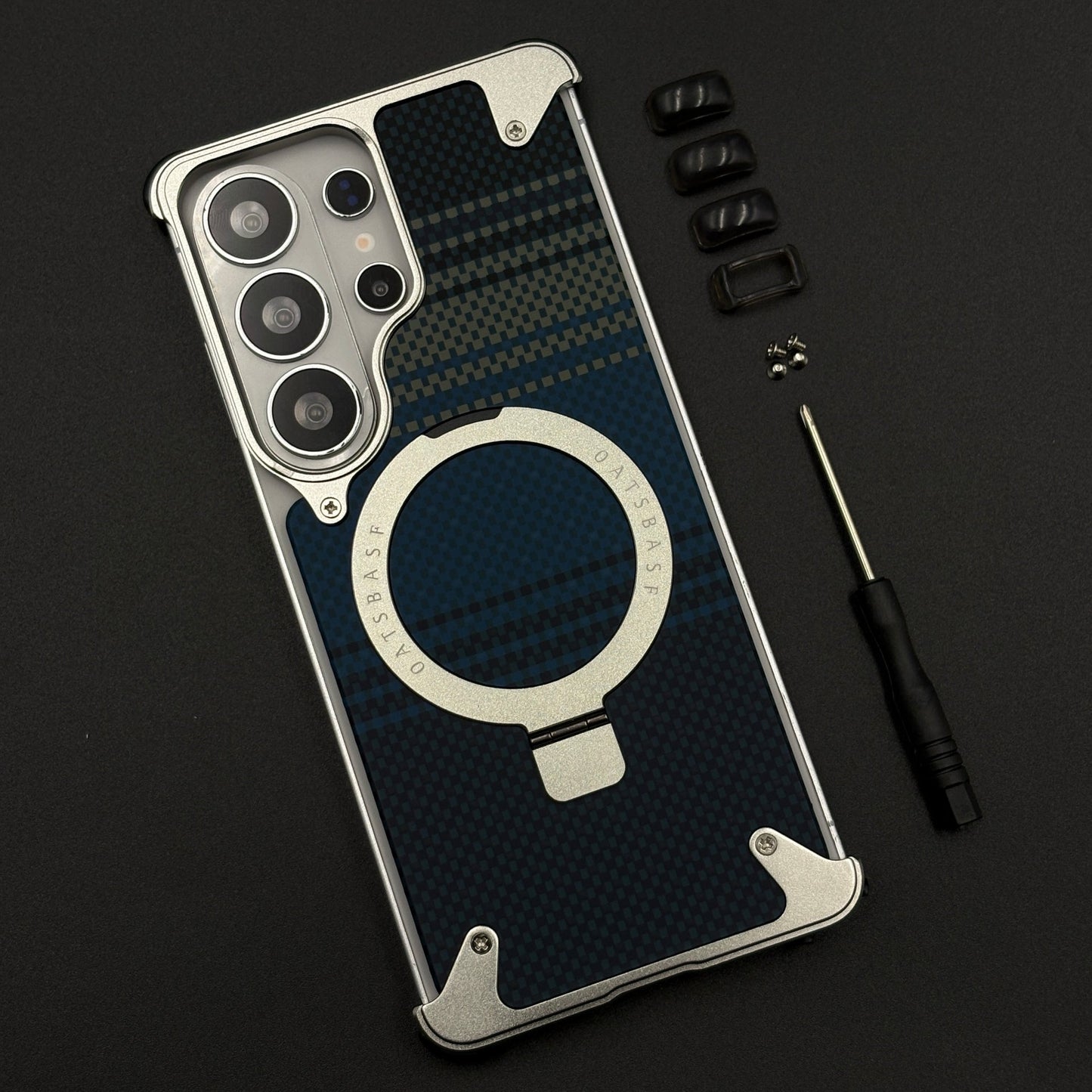Carbon Navy Metal MagSafe Mobile Case Cover for Samsung Galaxy S26 Ultra