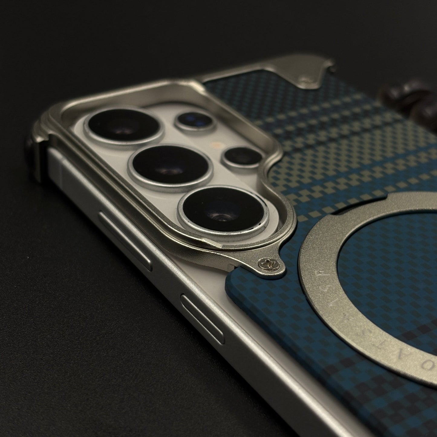 Carbon Navy Metal MagSafe Mobile Case Cover for Samsung Galaxy S26 Ultra