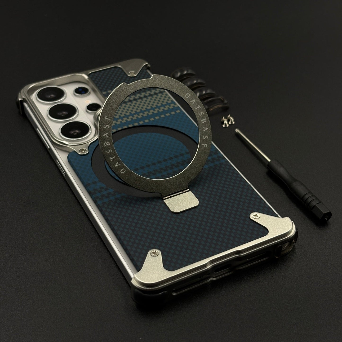 Carbon Navy Metal MagSafe Mobile Case Cover for Samsung Galaxy S26 Ultra