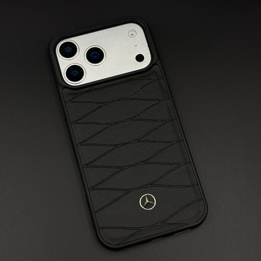Luxury Sports Car Merc Logo Leather Case for iPhone 17 Series | Premium Pattern Back Cover