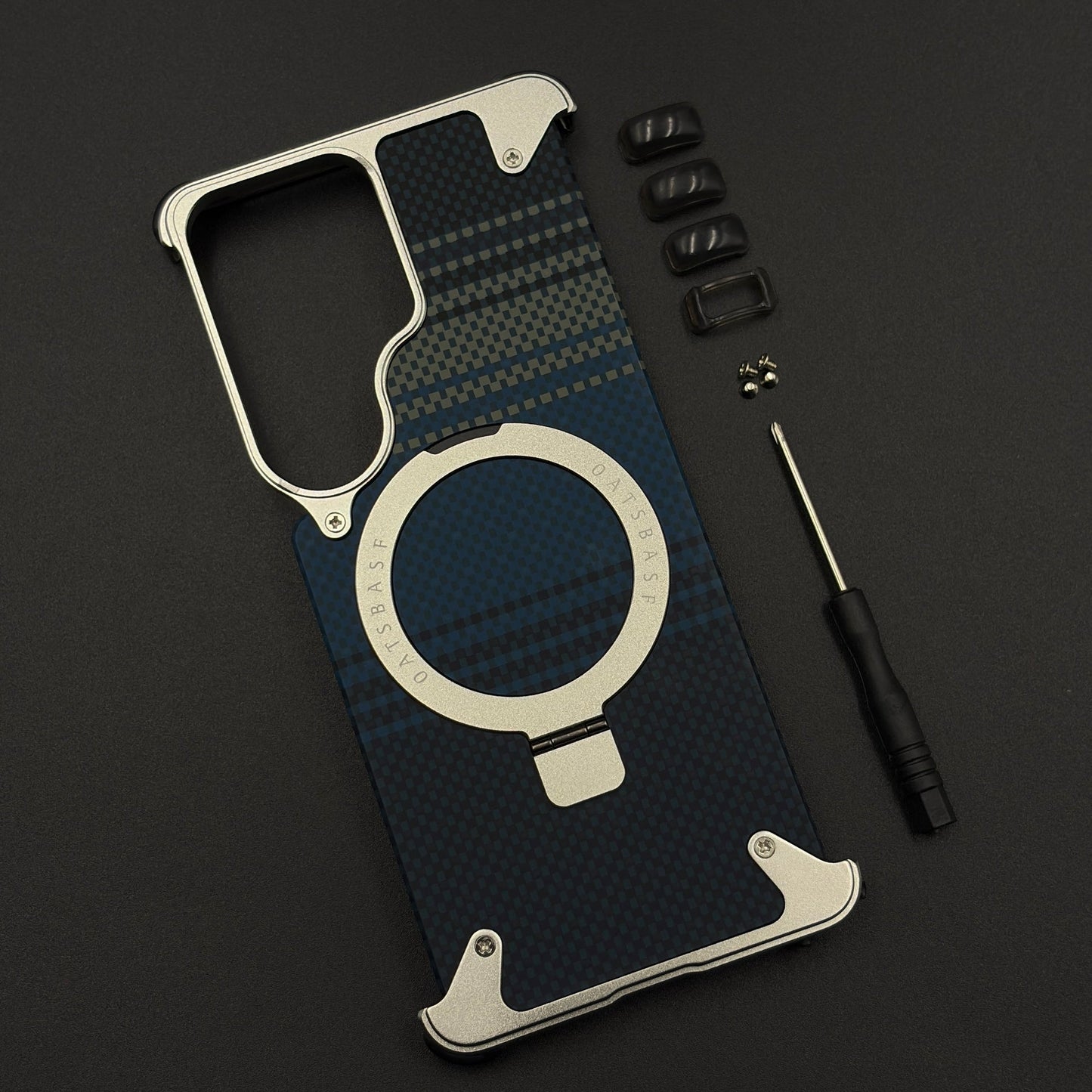 Carbon Navy Metal MagSafe Mobile Case Cover for Samsung Galaxy S26 Ultra