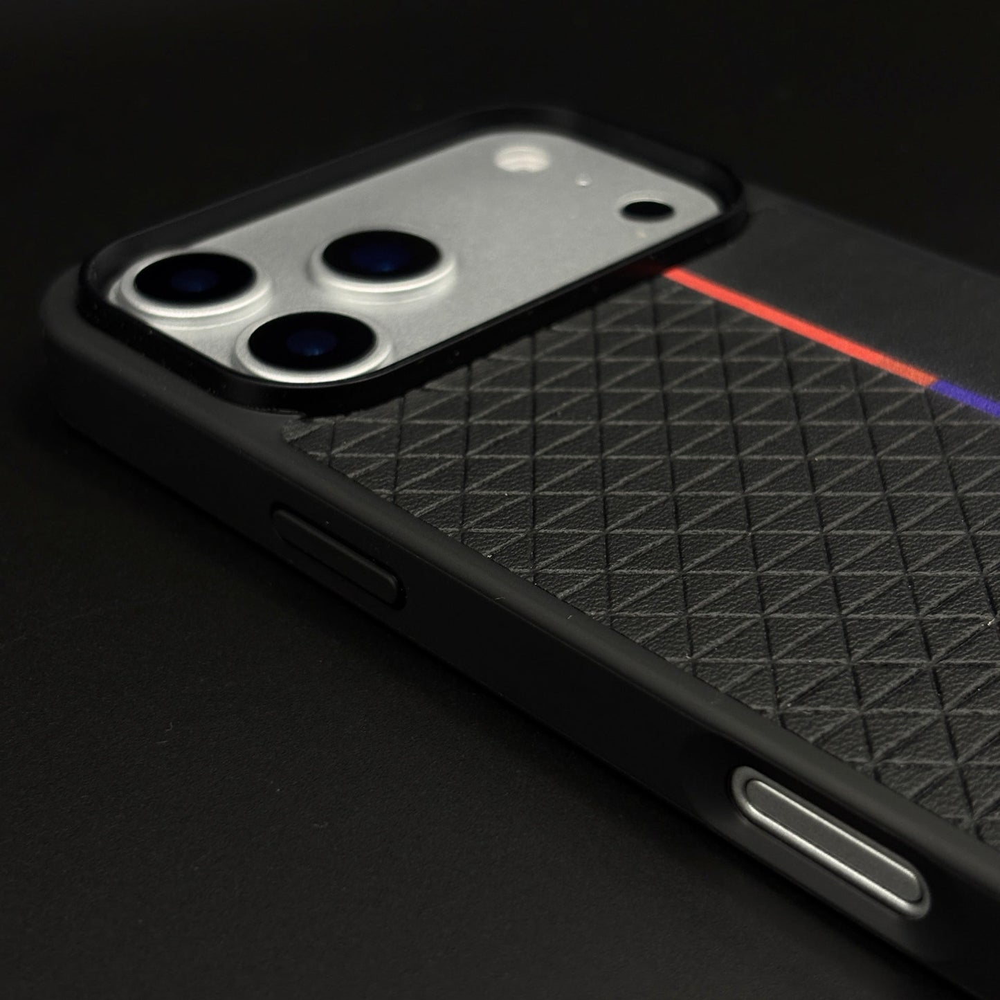 Performance M Tricolor Stripe Sports Car Logo Case for iPhone 17 Series | Textured Grip Back Cover