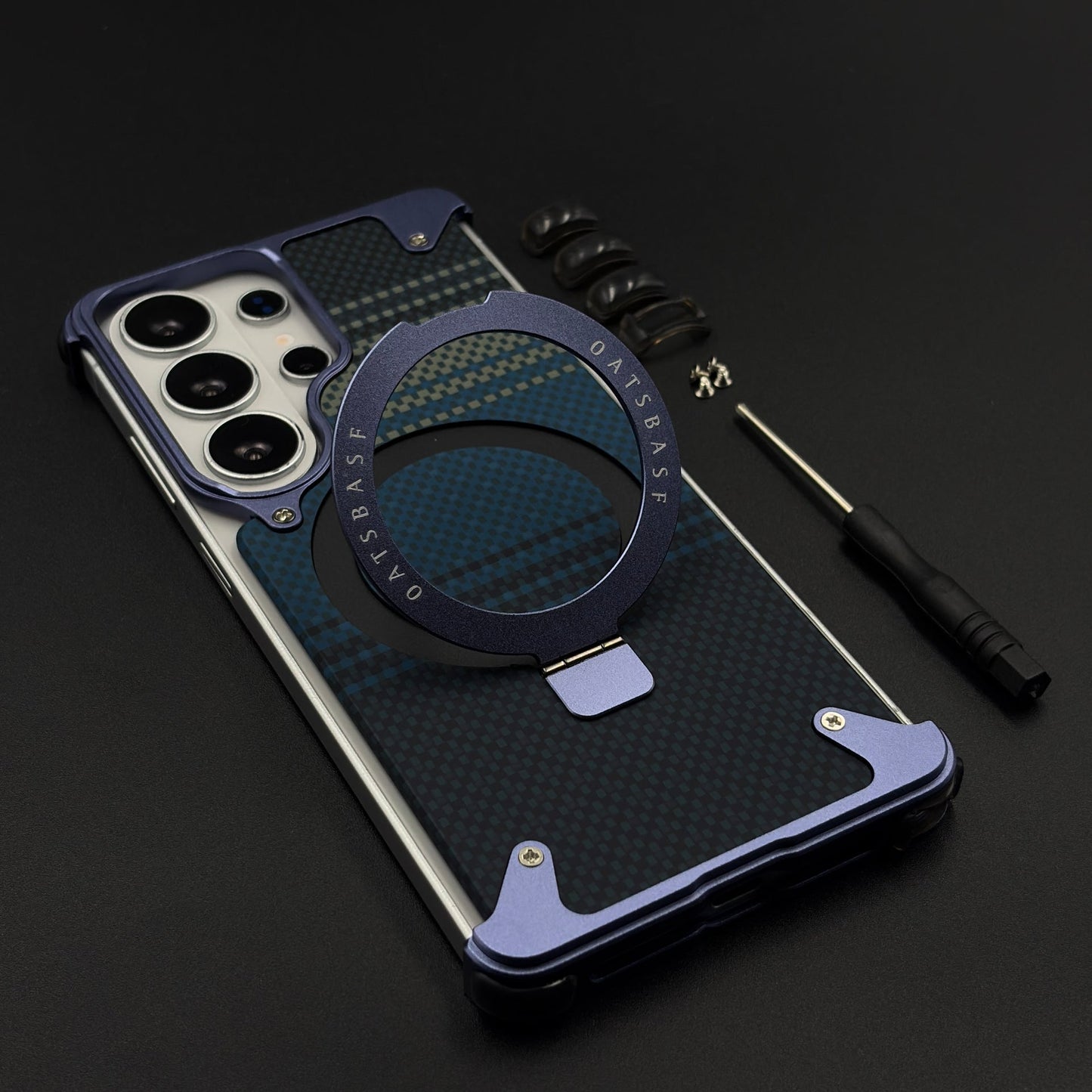 Carbon Navy Metal MagSafe Mobile Case Cover for Samsung Galaxy S26 Ultra