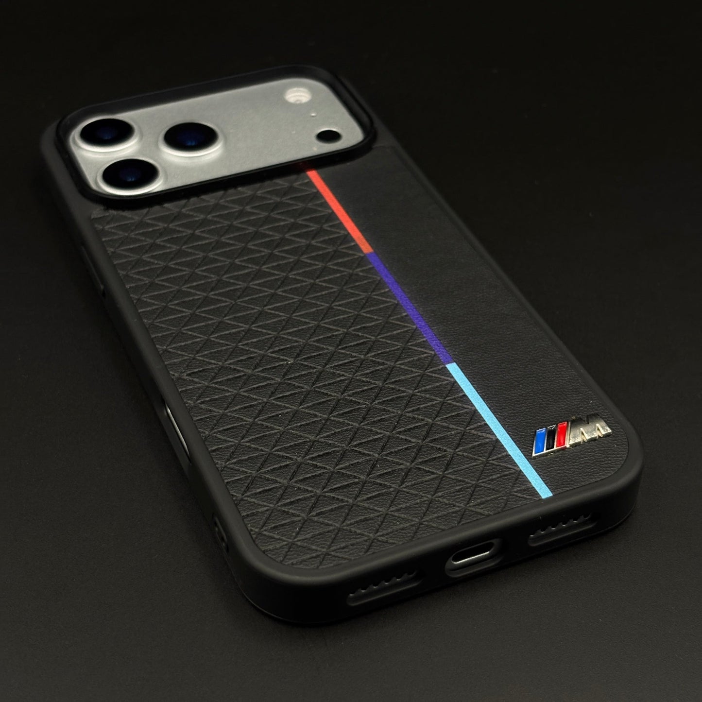 Performance M Tricolor Stripe Sports Car Logo Case for iPhone 17 Series | Textured Grip Back Cover