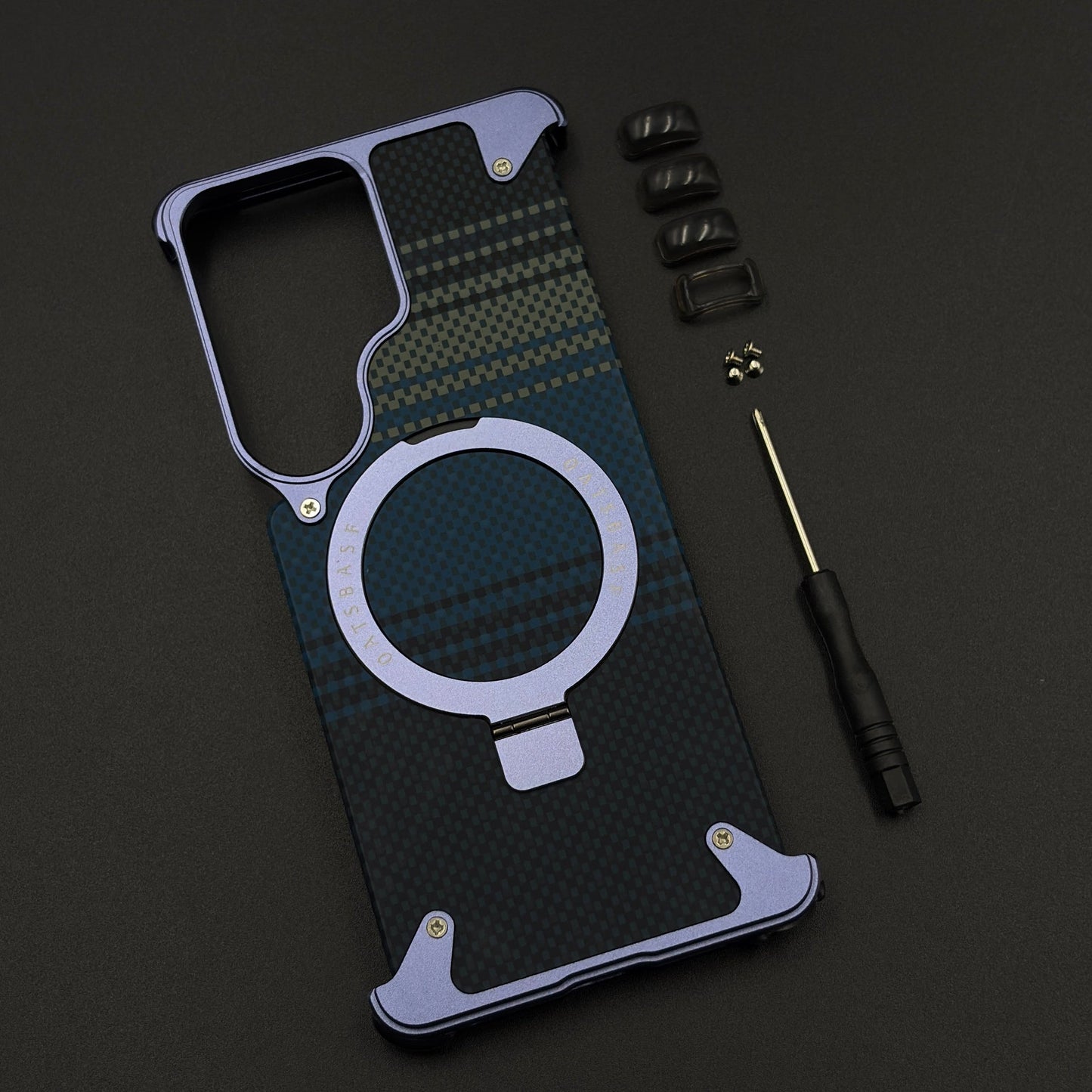 Carbon Navy Metal MagSafe Mobile Case Cover for Samsung Galaxy S26 Ultra