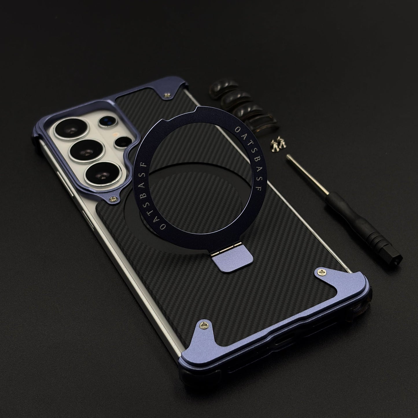 Carbon Fiber Metal Armor Magsafe Case Cover for Samsung Galaxy S26 Ultra