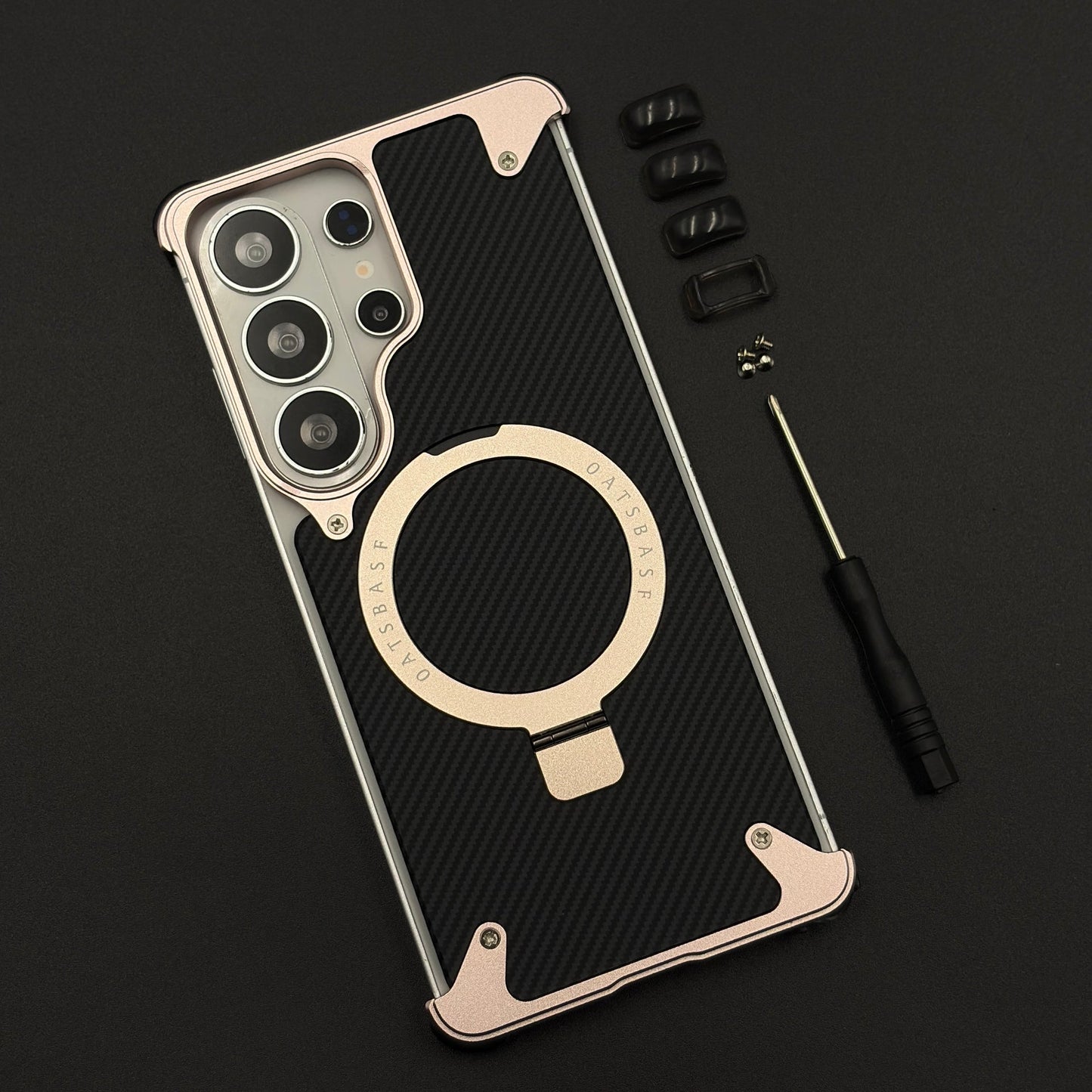Carbon Fiber Metal Armor Magsafe Case Cover for Samsung Galaxy S26 Ultra