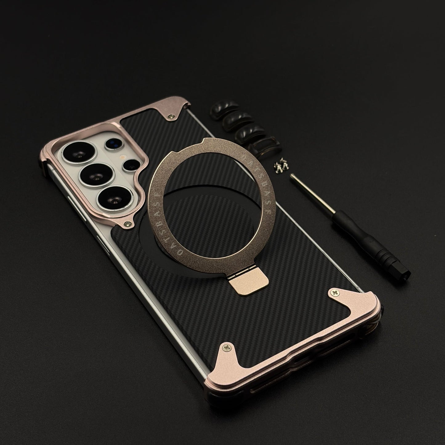 Carbon Fiber Metal Armor Magsafe Case Cover for Samsung Galaxy S26 Ultra