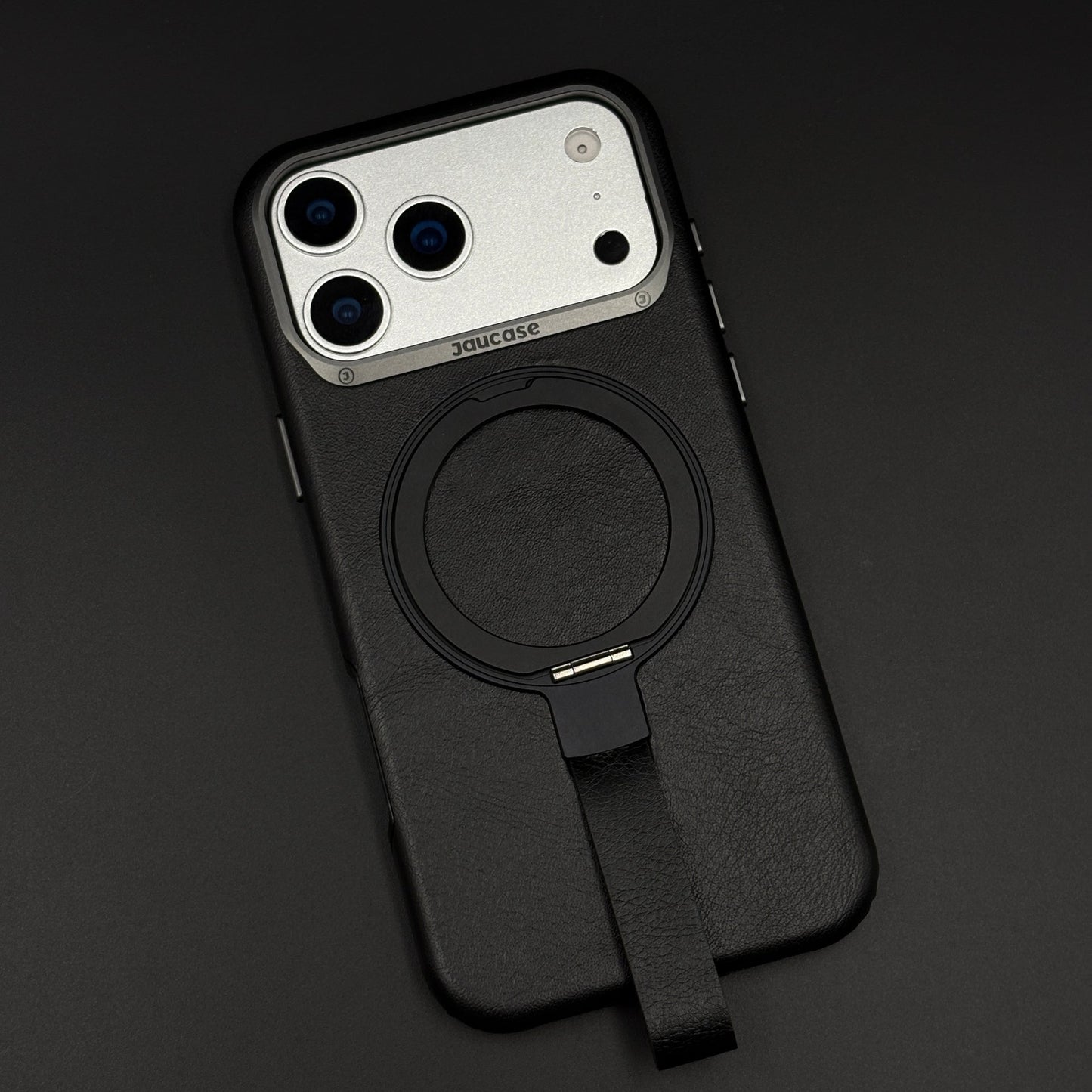 Leather MagSafe Ring Stand Case with Strap for iPhone 17 Series | Slim Grip Holder Cover